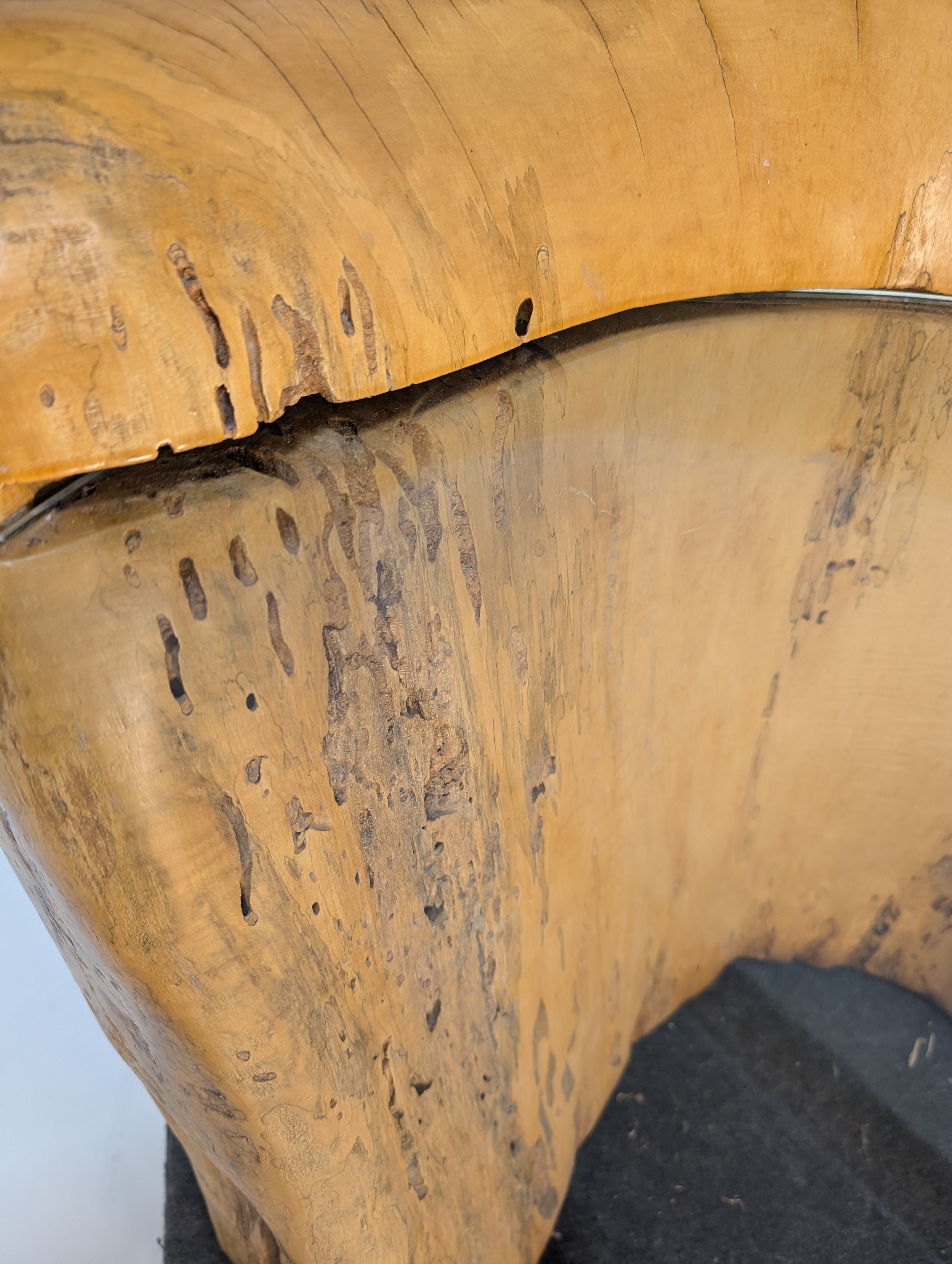 Rustic Live Edge Wood Coffee Table with Round Glass Top