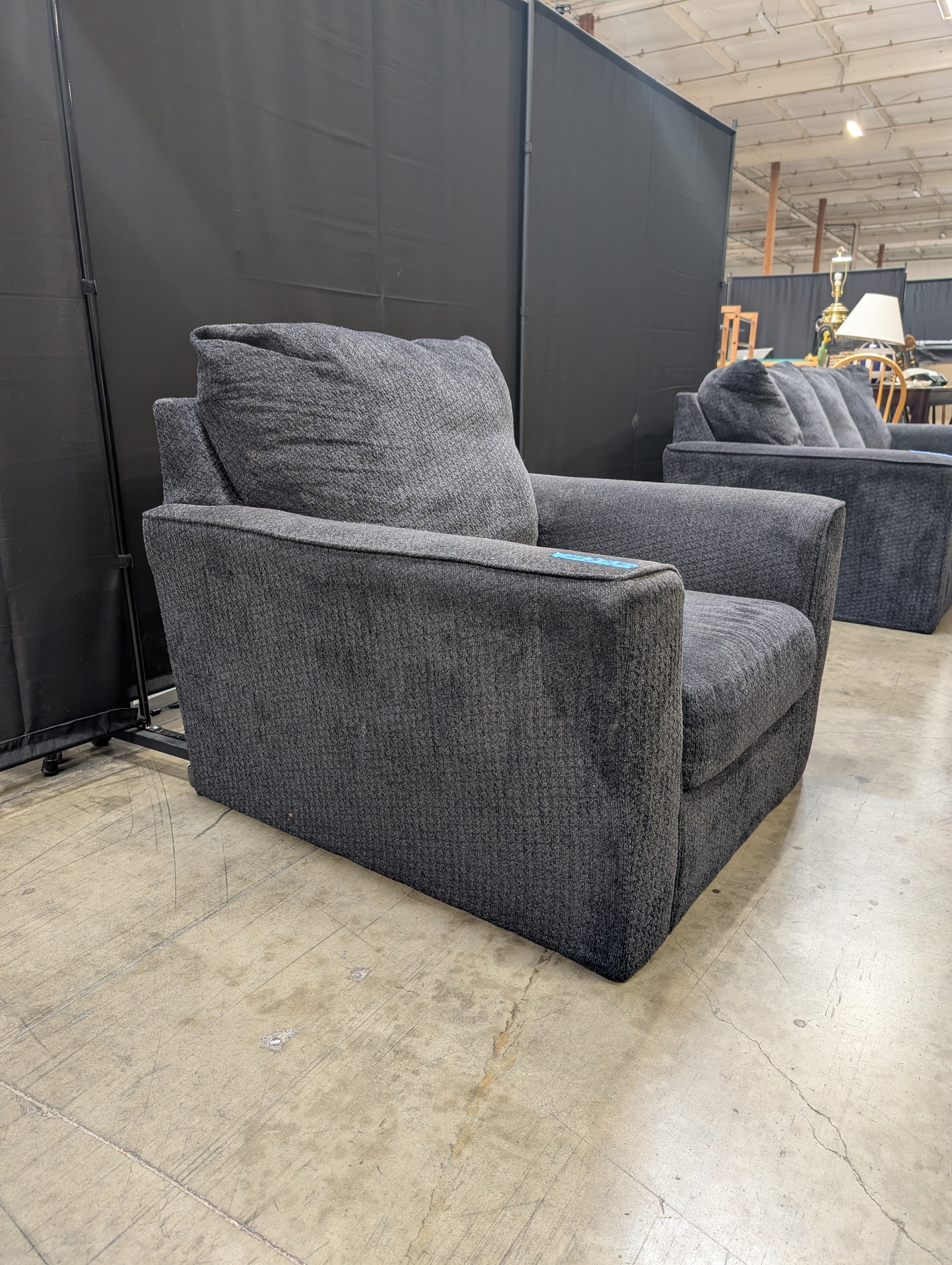 Dark Grey Textured Upholstered Ashley Furniture Armchair