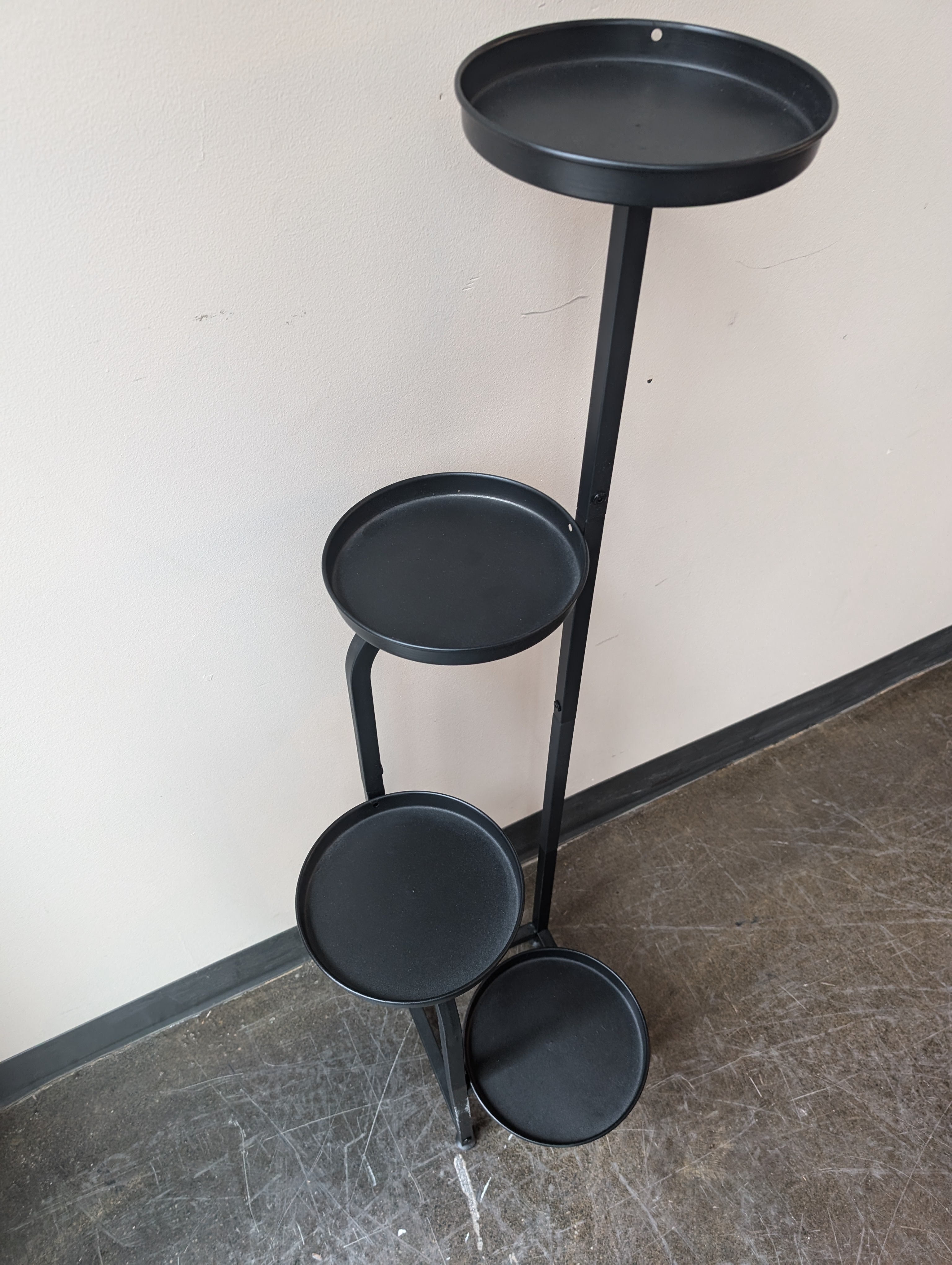Modern Black Metal Three-Tiered Plant Display Stand