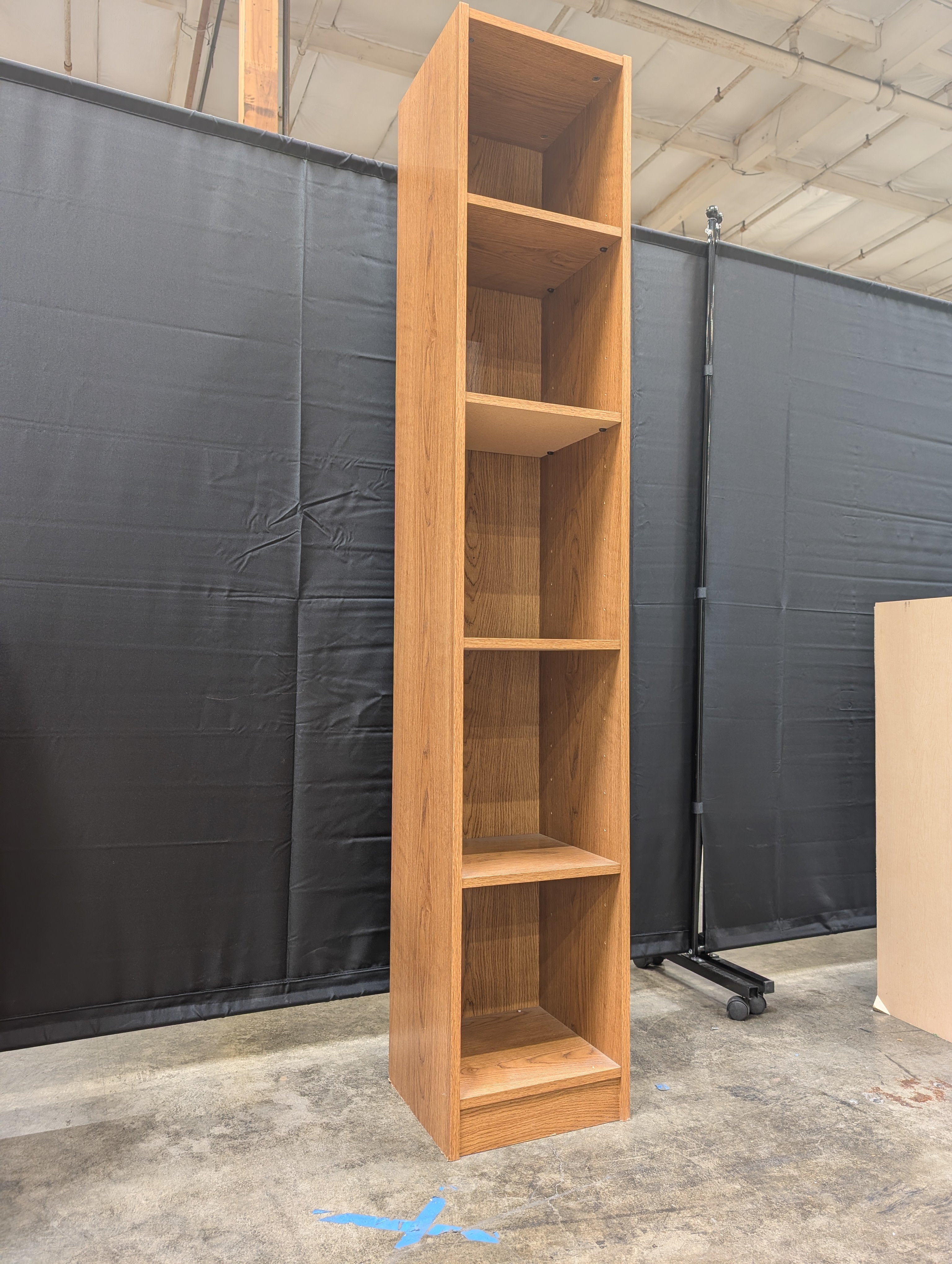 Narrow Five-Shelf Wood Grain Bookcase