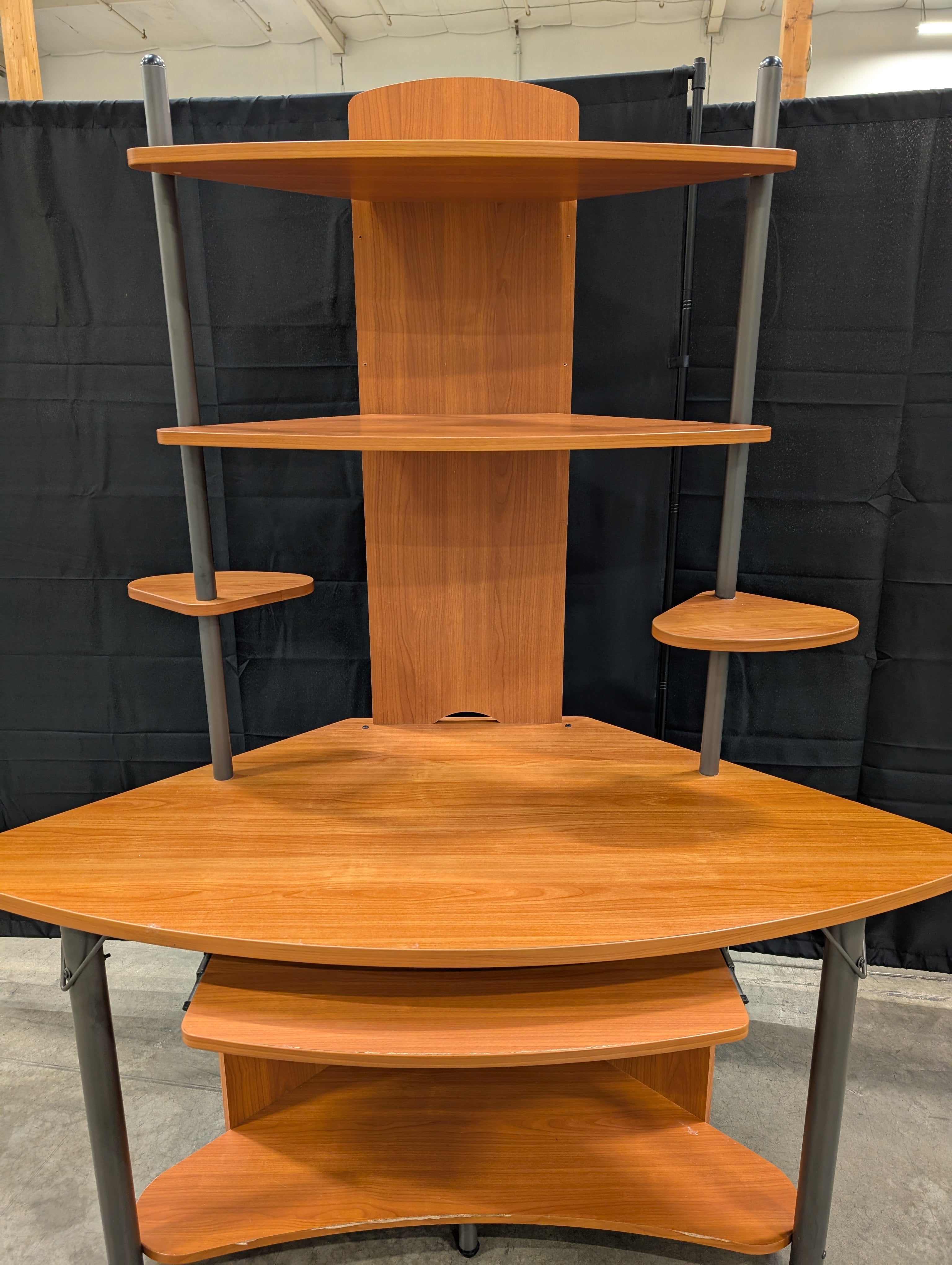 Contemporary Multi-Level Workstation with Integrated Shelving