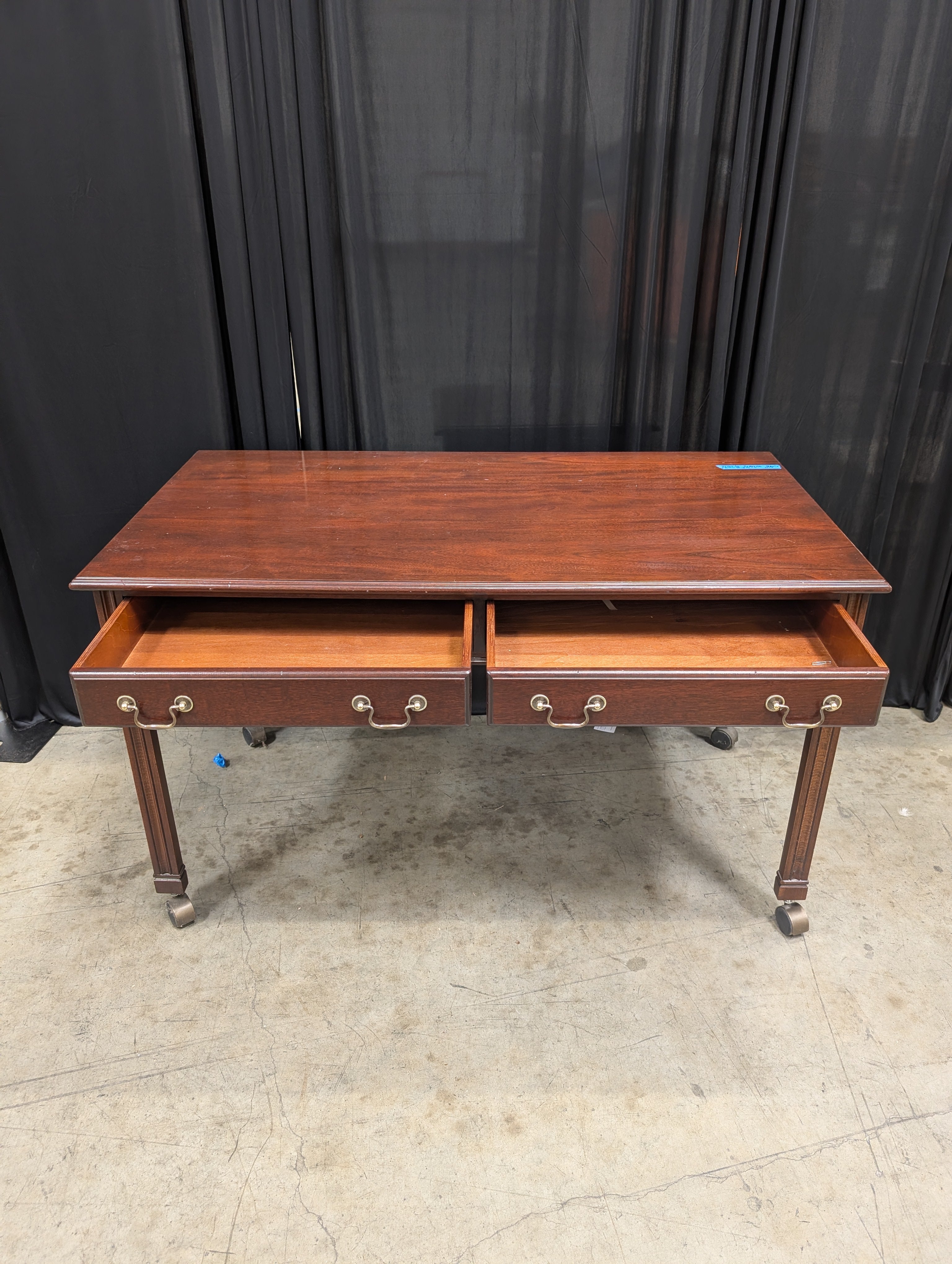 Traditional Dark Wood Desk with Casters