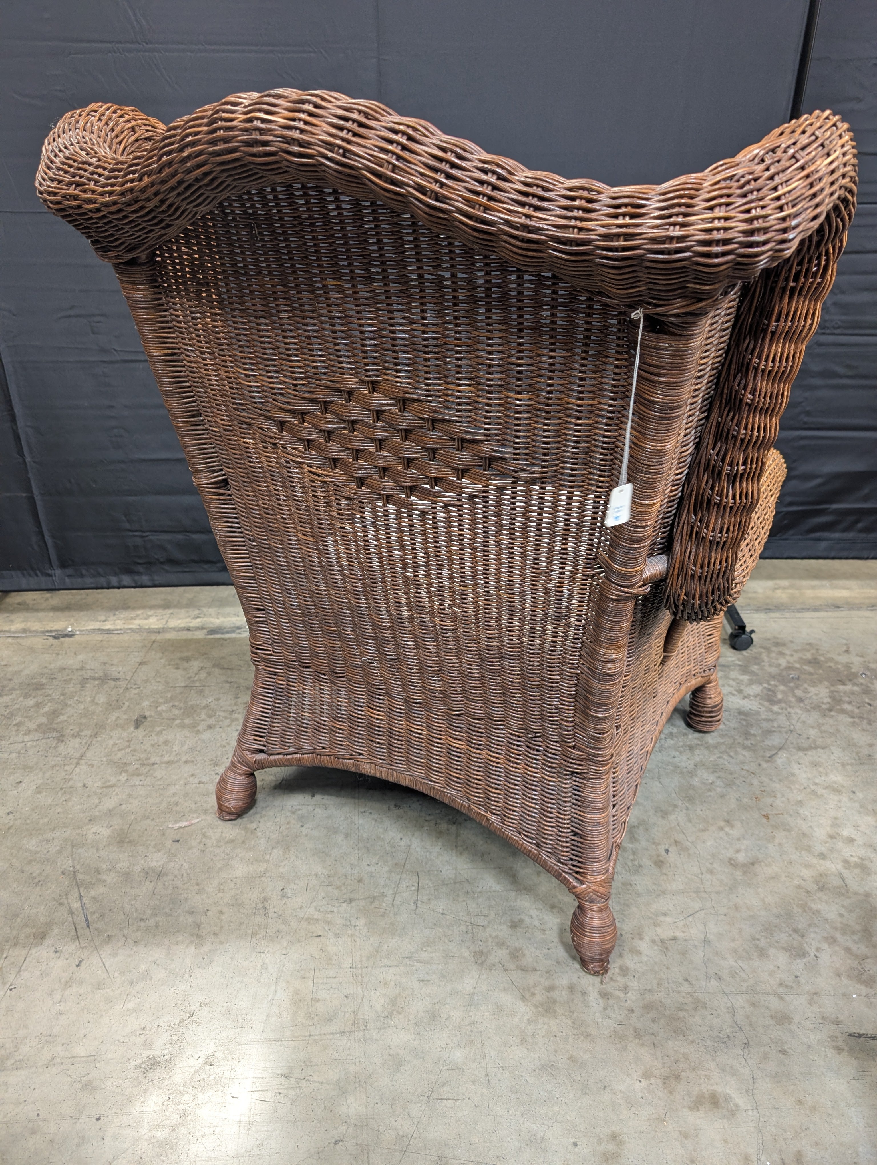 Vintage Wicker High-Back Armchair with Sunflower