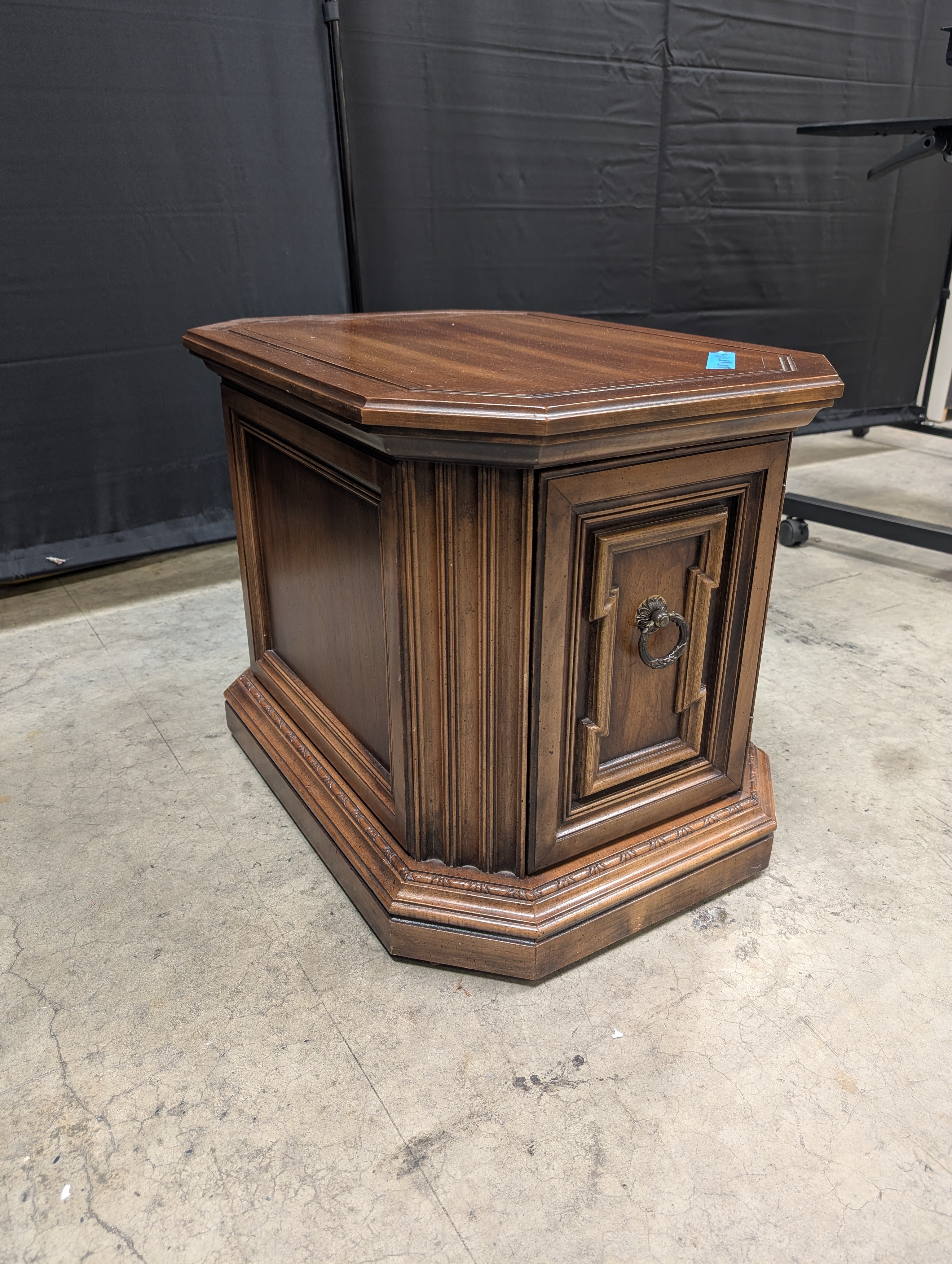Octagonal Wood End Table in Walnut Stain
