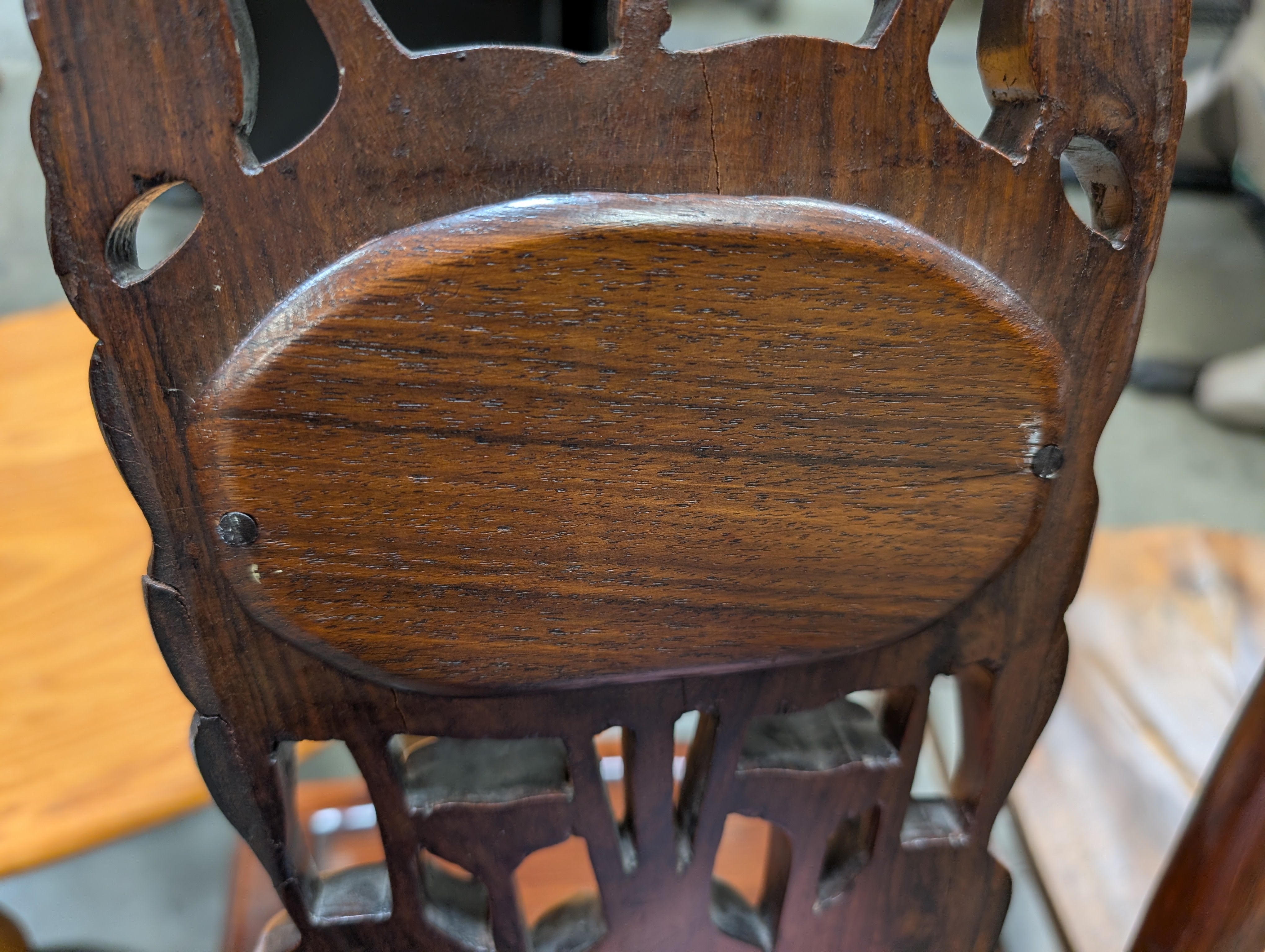 Ornate Carved Dark Wood Asian Style Side Chair