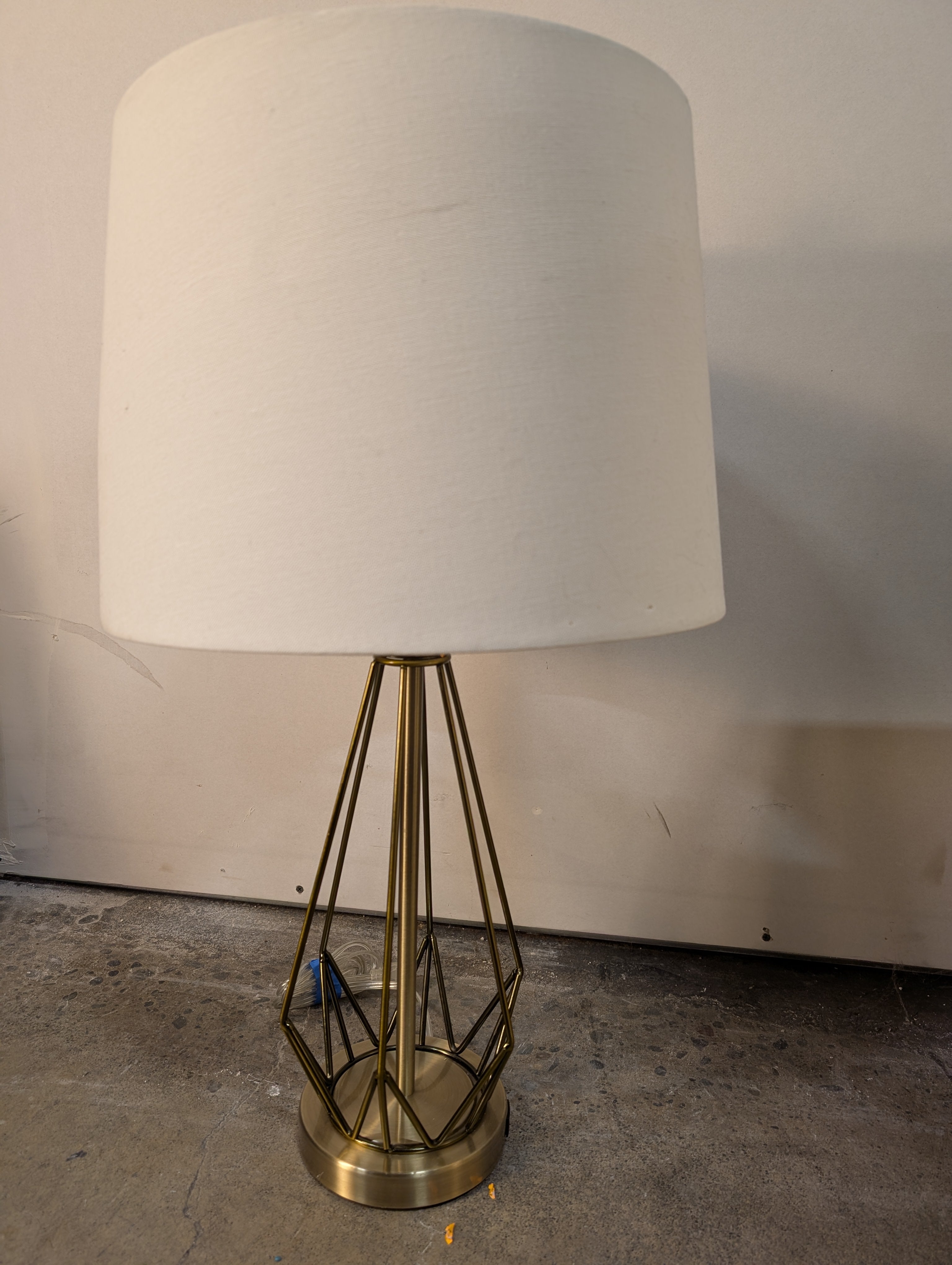Modern Geometric Metal Table Lamp with Fabric Shade