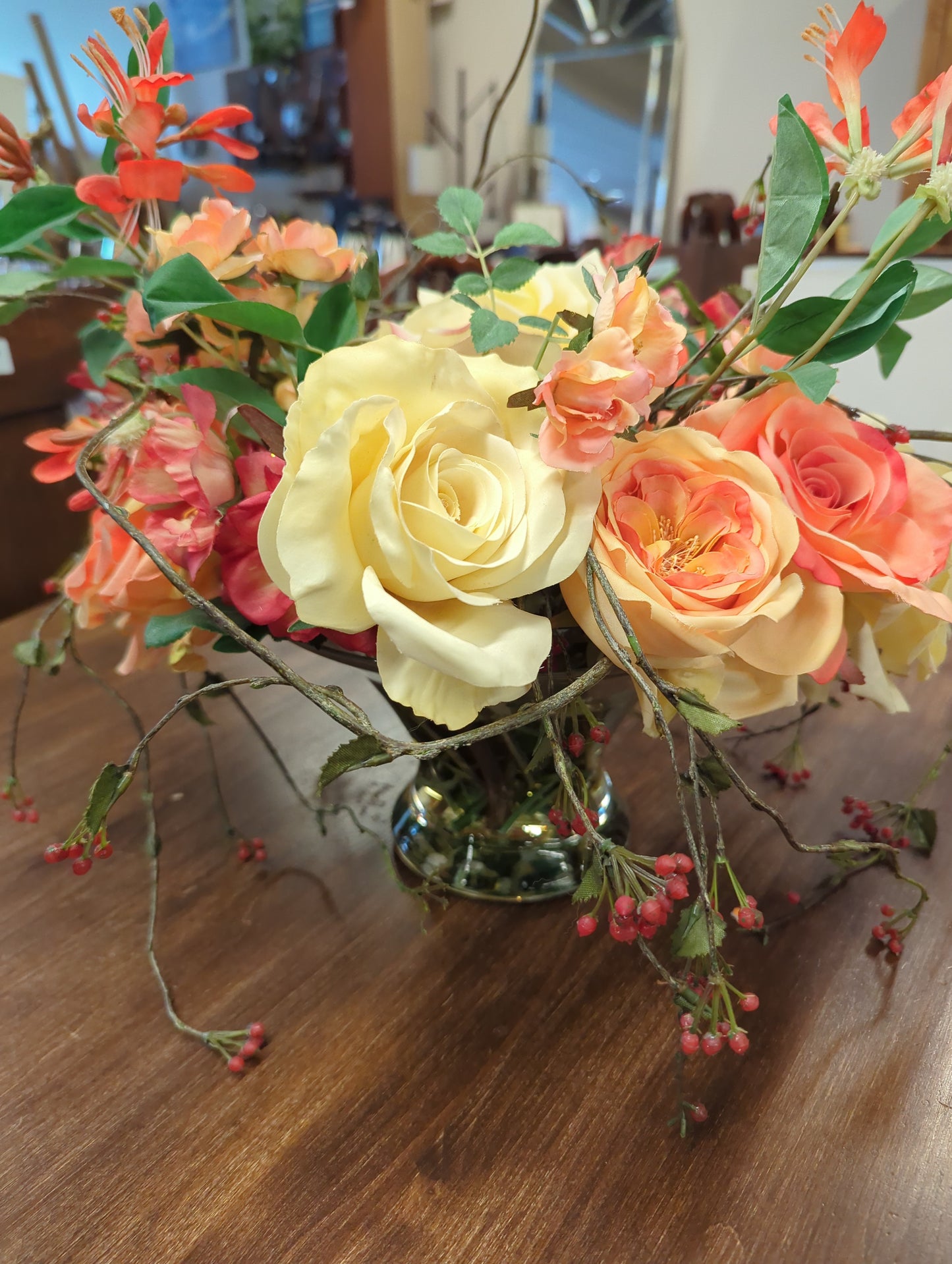 Artificial bouquet of flowers in Vase
