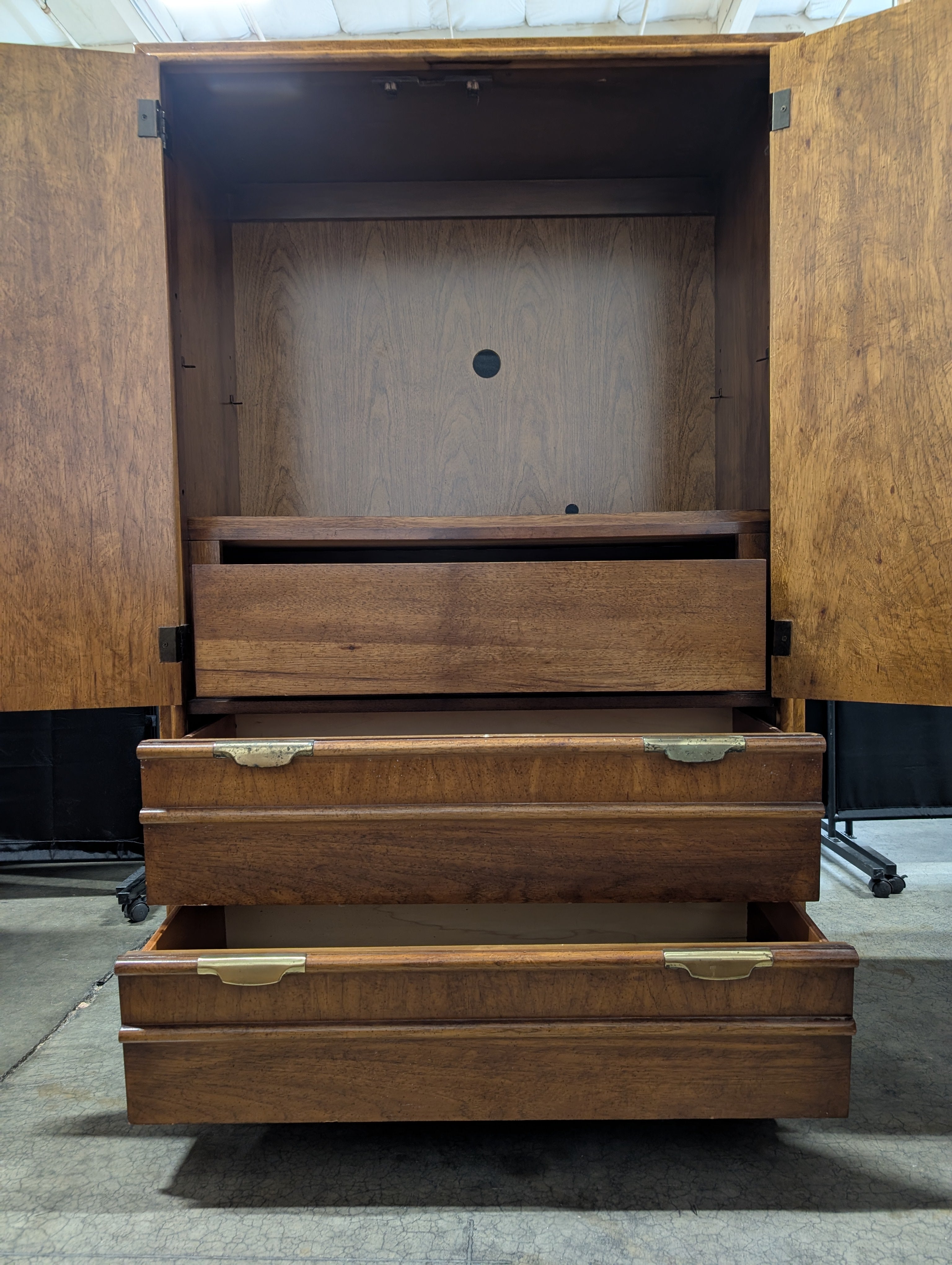 Traditional Dixie Hardwood Armoire Cabinet with Storage Drawers