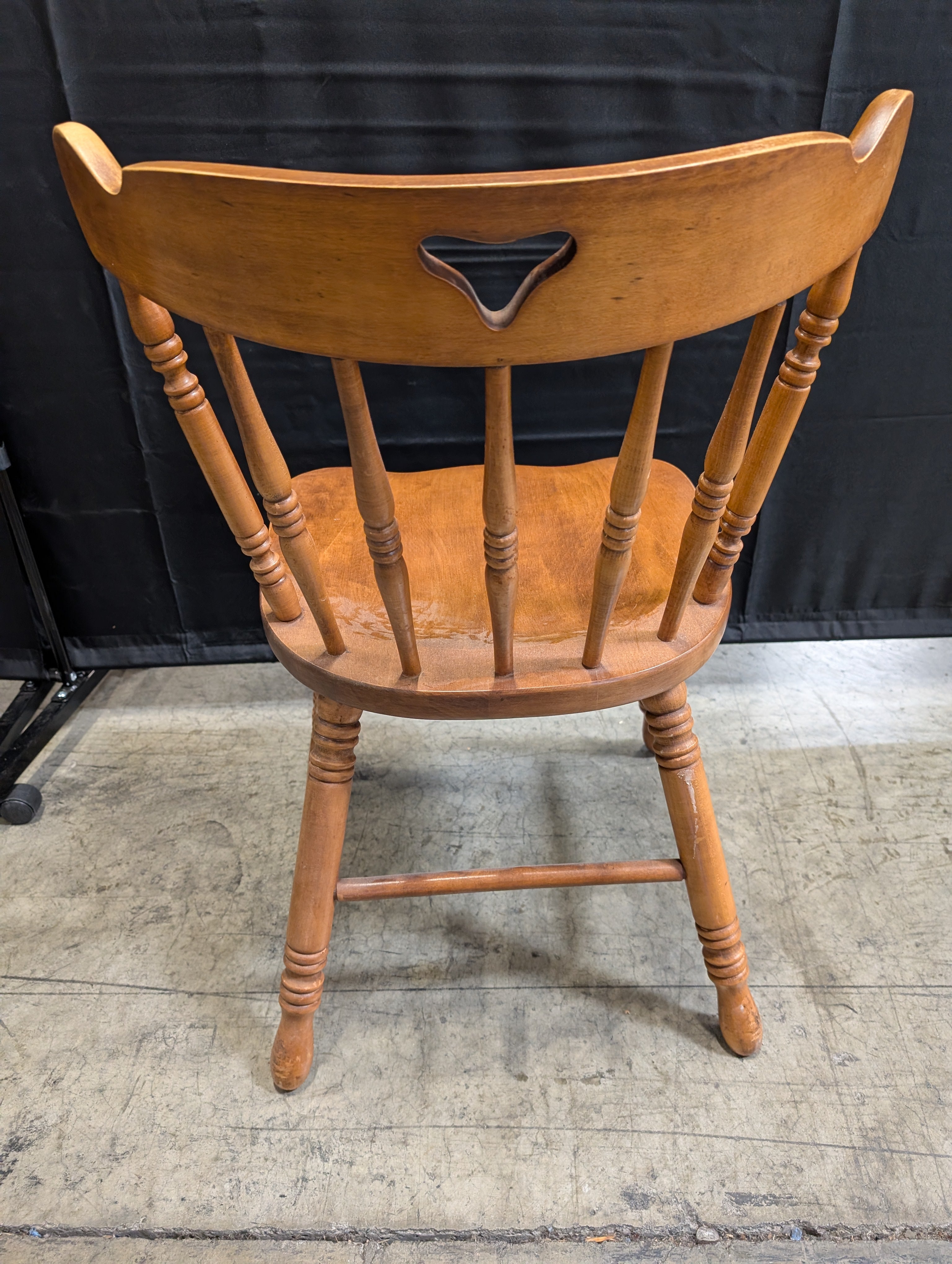 Rustic Wooden Spindle Back Chair with Heart Cutout