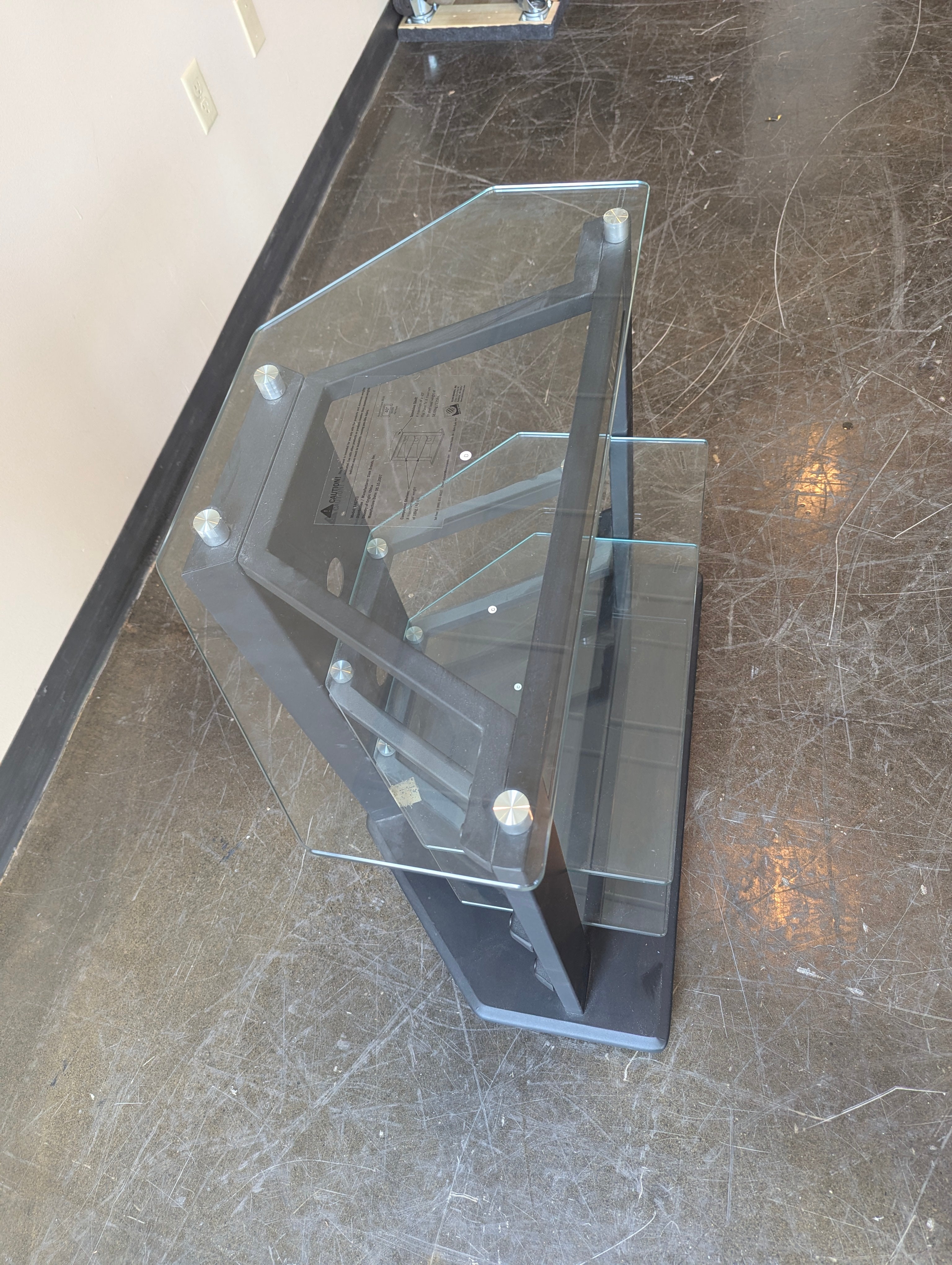 Contemporary Corner Glass Media Stand