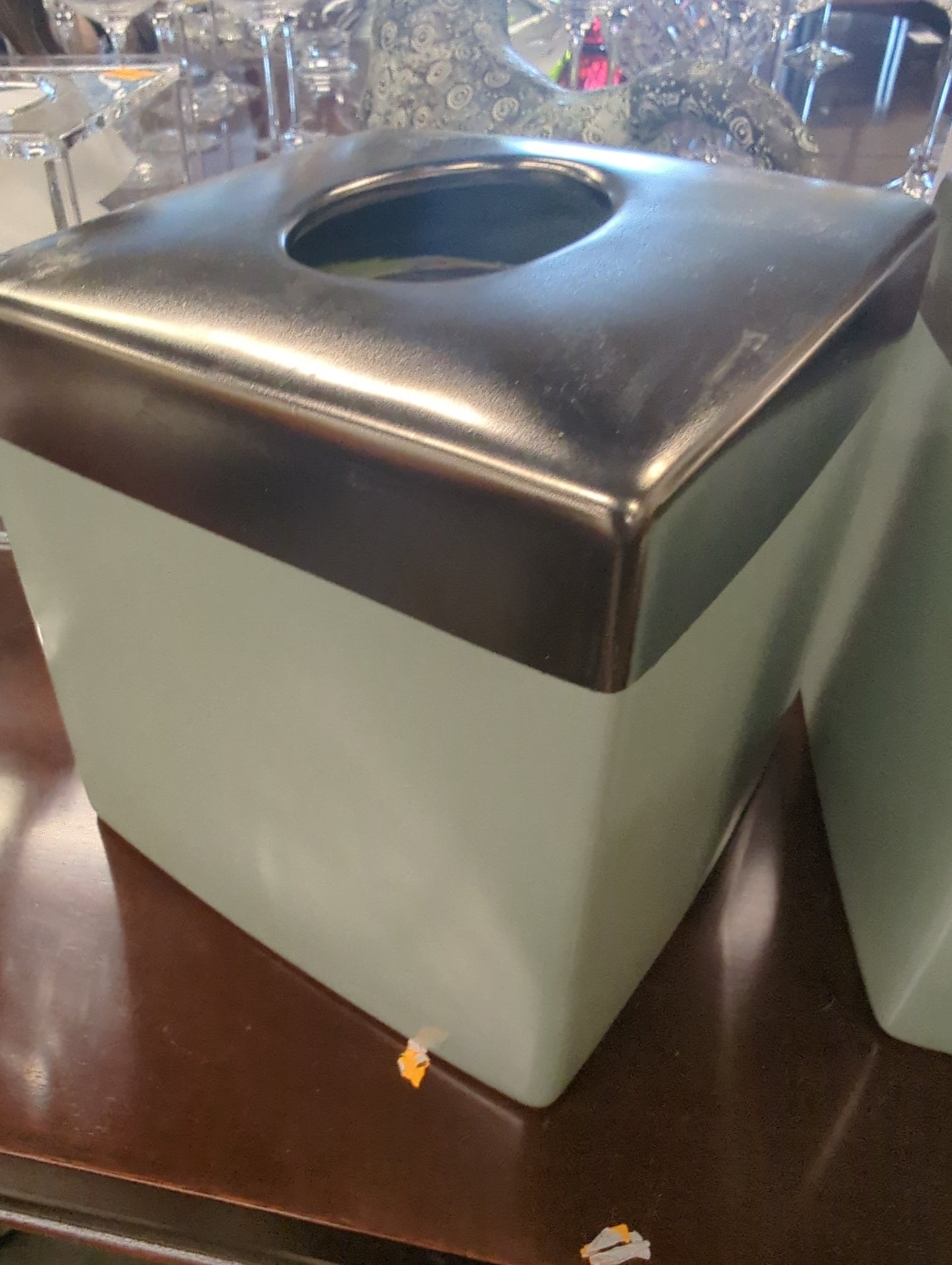 Sage and silver tissue holder