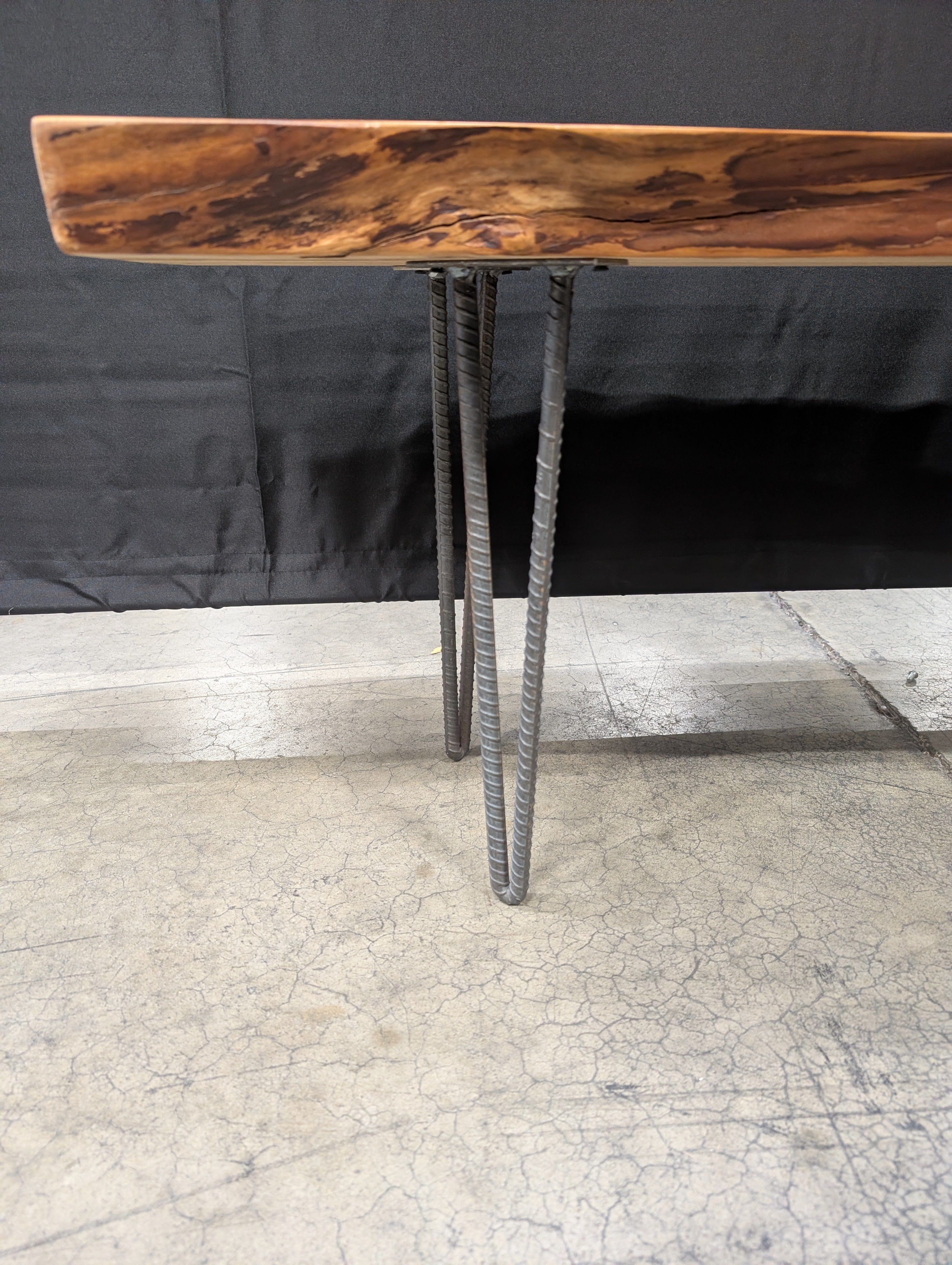 Rustic Live Edge Wood Slab Bench with Hairpin Legs