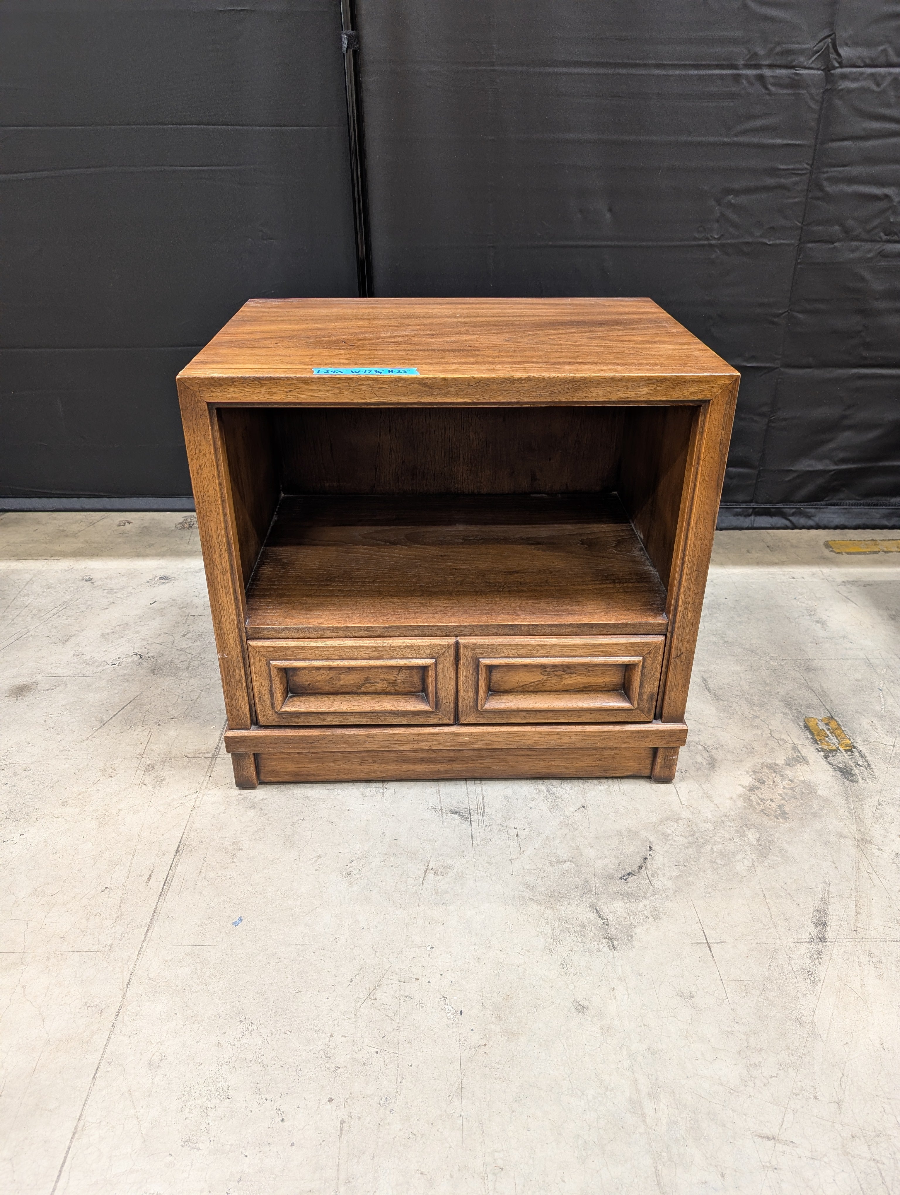 Mid-Century Drexel Brown Wood Nightstand with Open Shelf