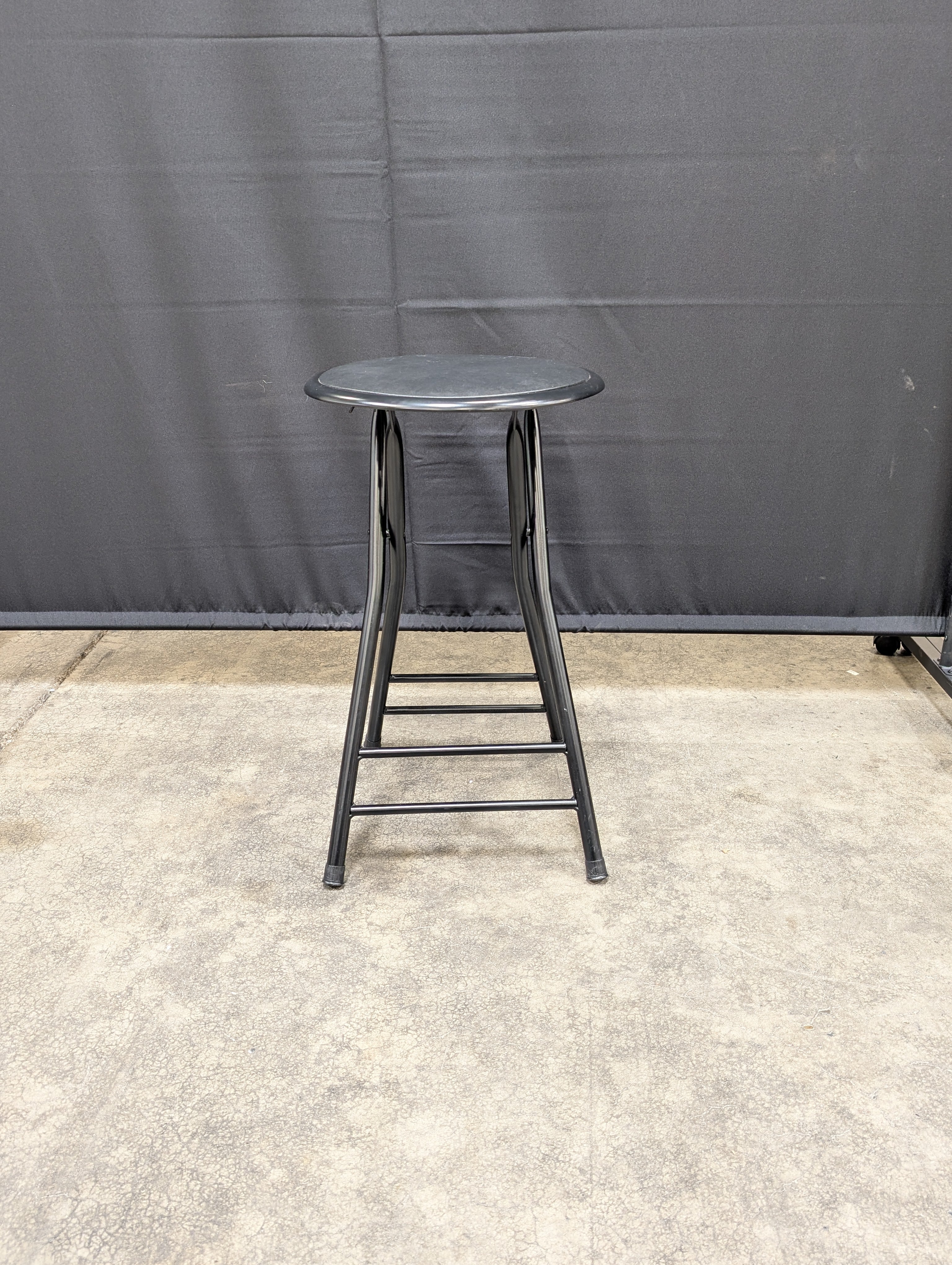 Compact Black Round Folding Stool