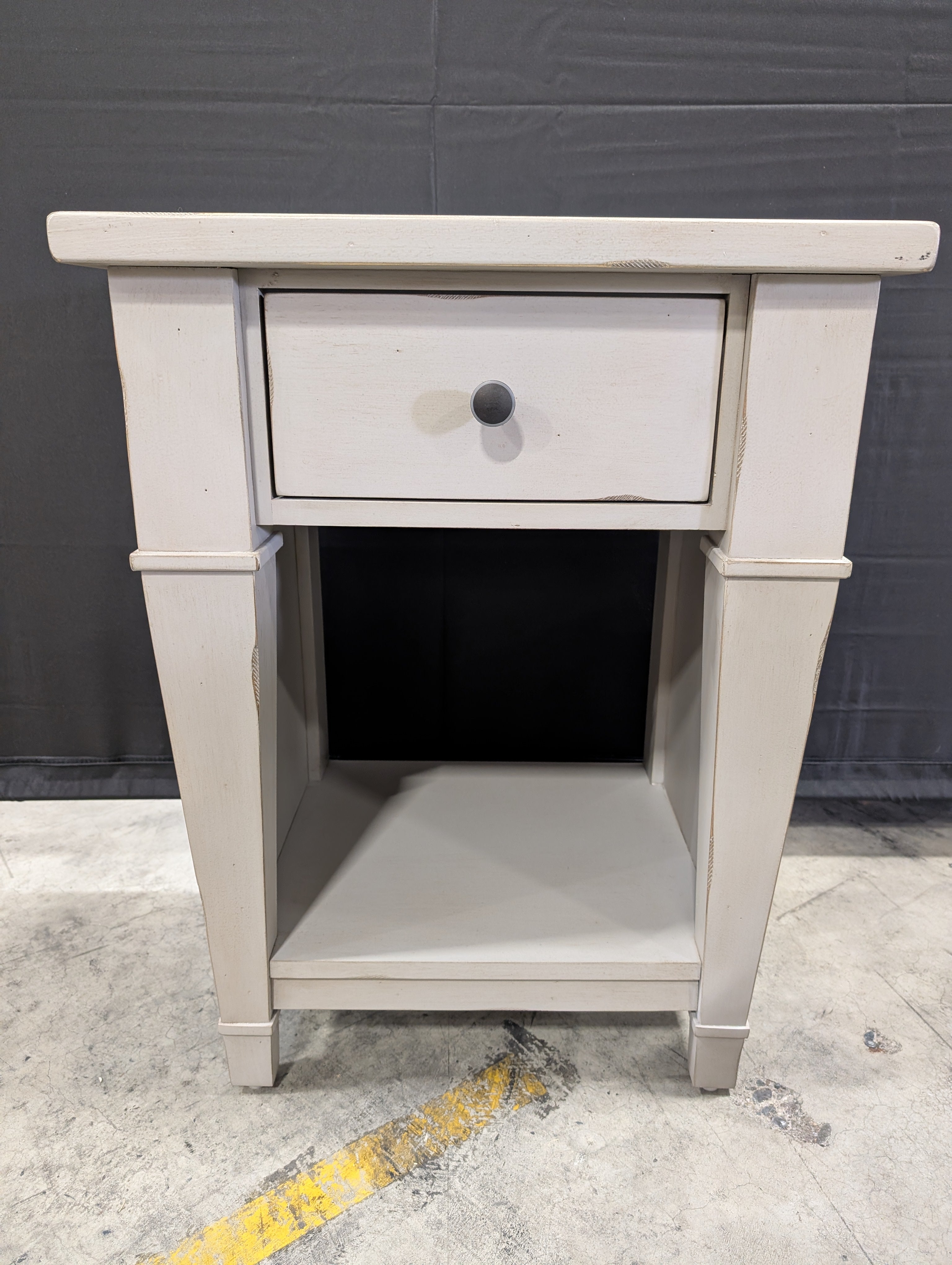 folio21 Grey Wood Nightstand with Drawer and Open Shelf