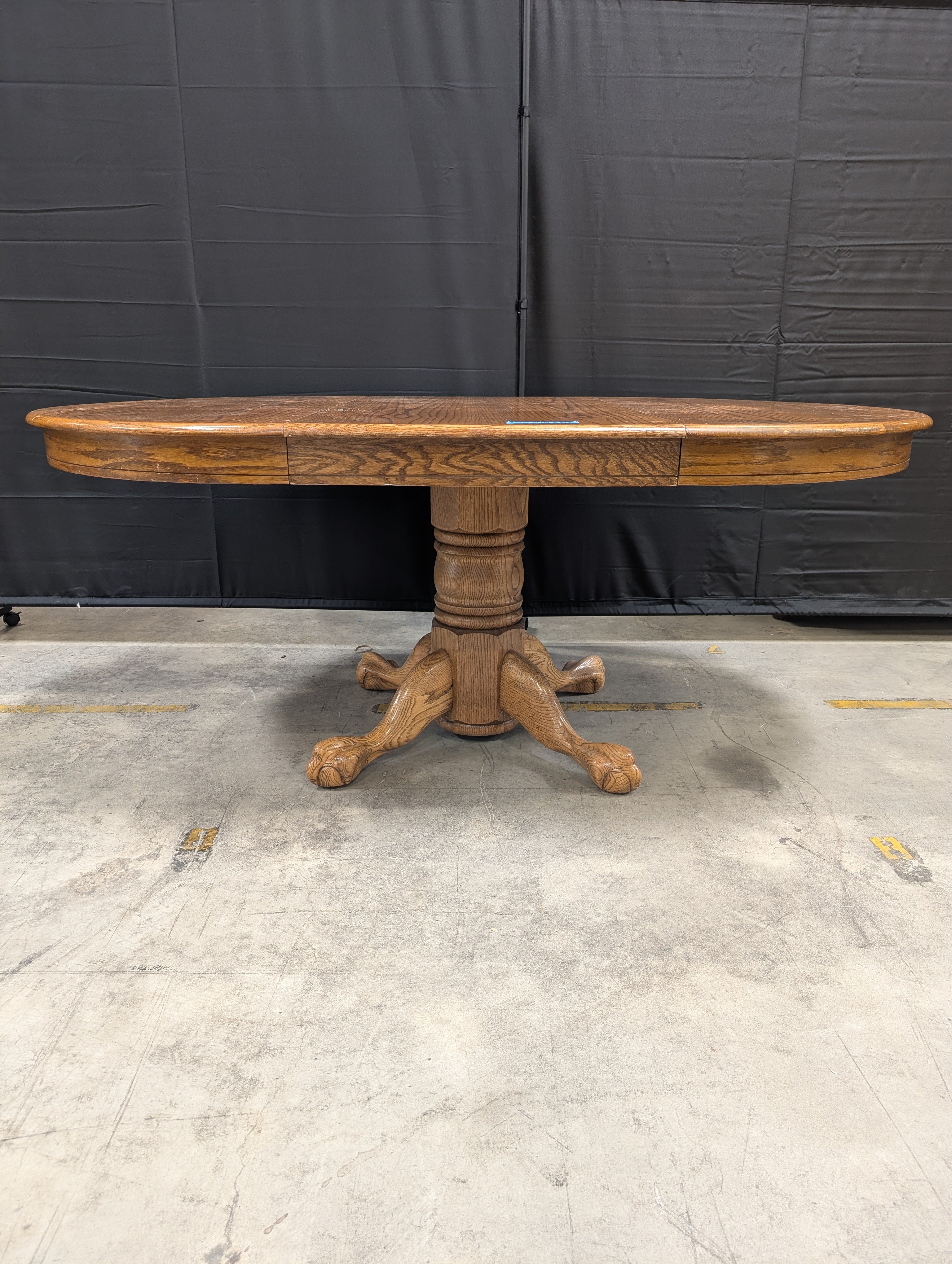 Round Oak Dining Table with Pedestal Base