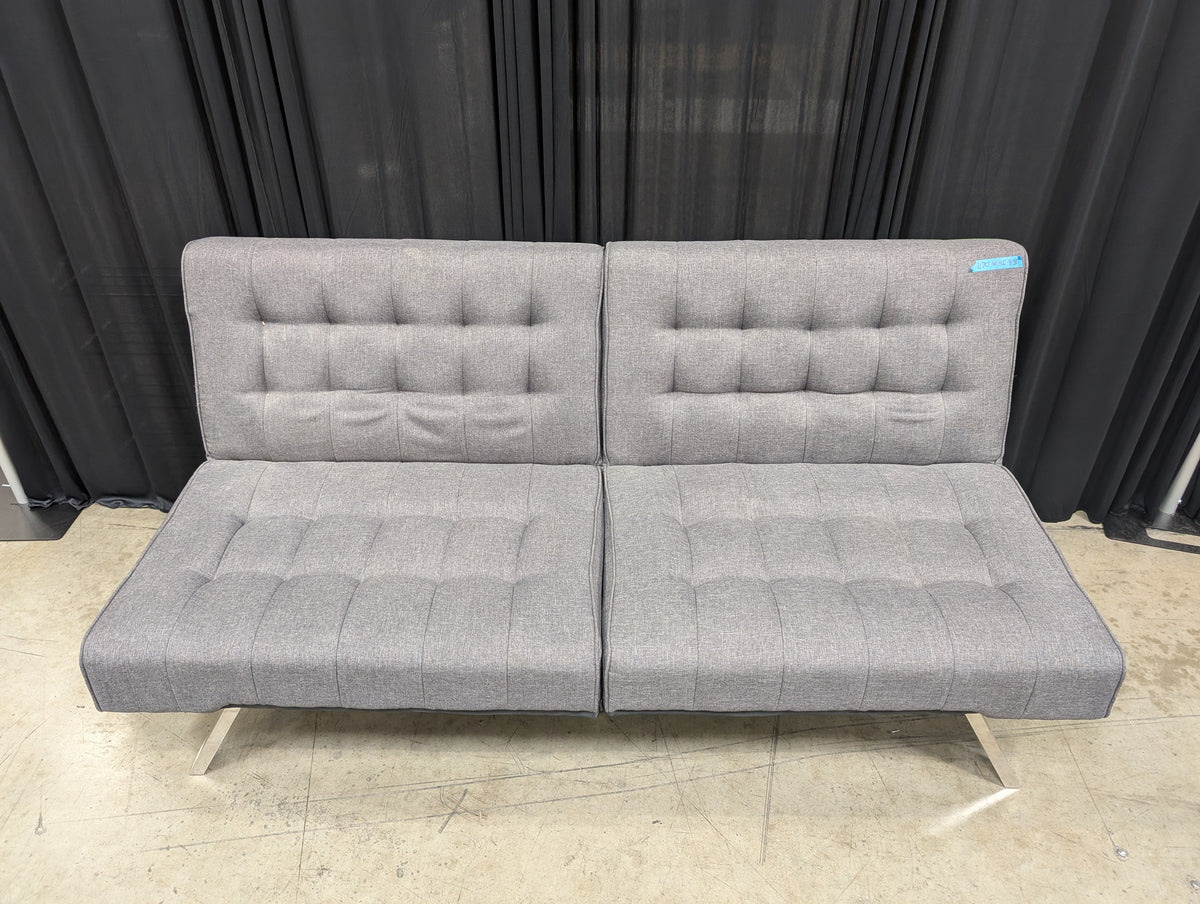 Tufted Grey Split-Back Couch in Fabric