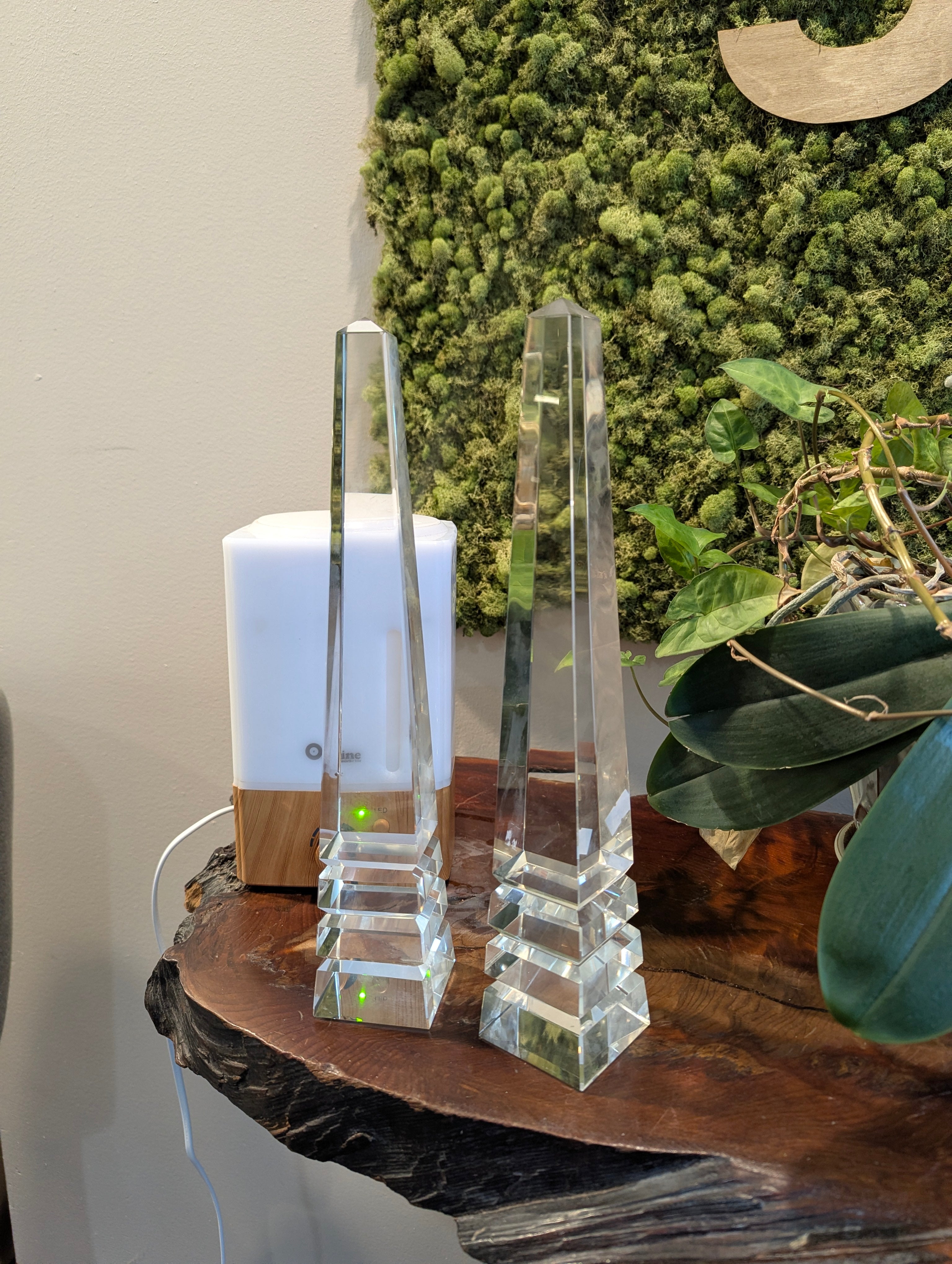 Clear Tapered Fluted Decor Pair