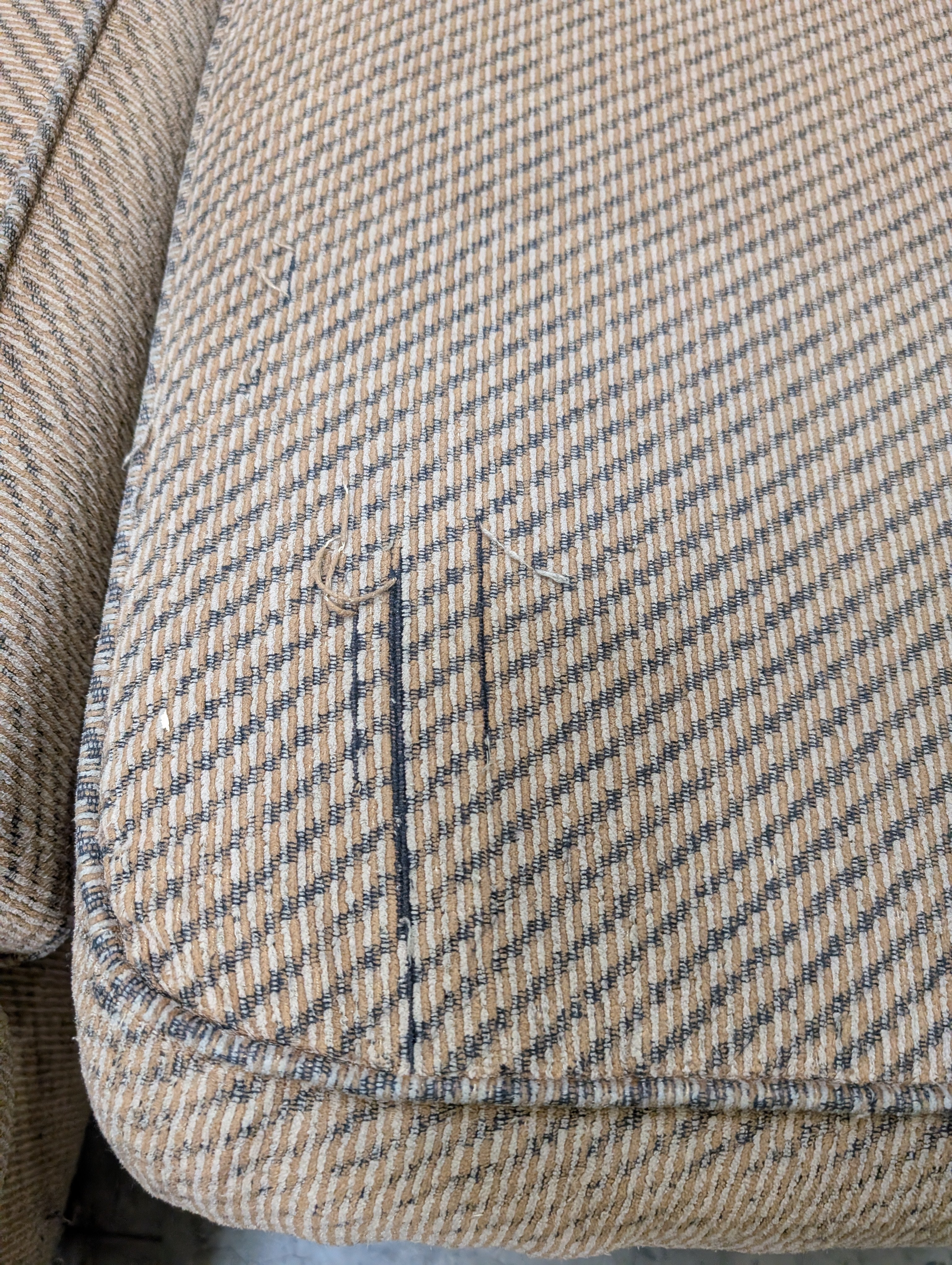 Used Neutral Tone Textured Fabric L-Shape Sectional Sofa