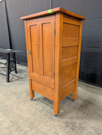 Paneled Oak Arts and Crafts Cabinet with Casters