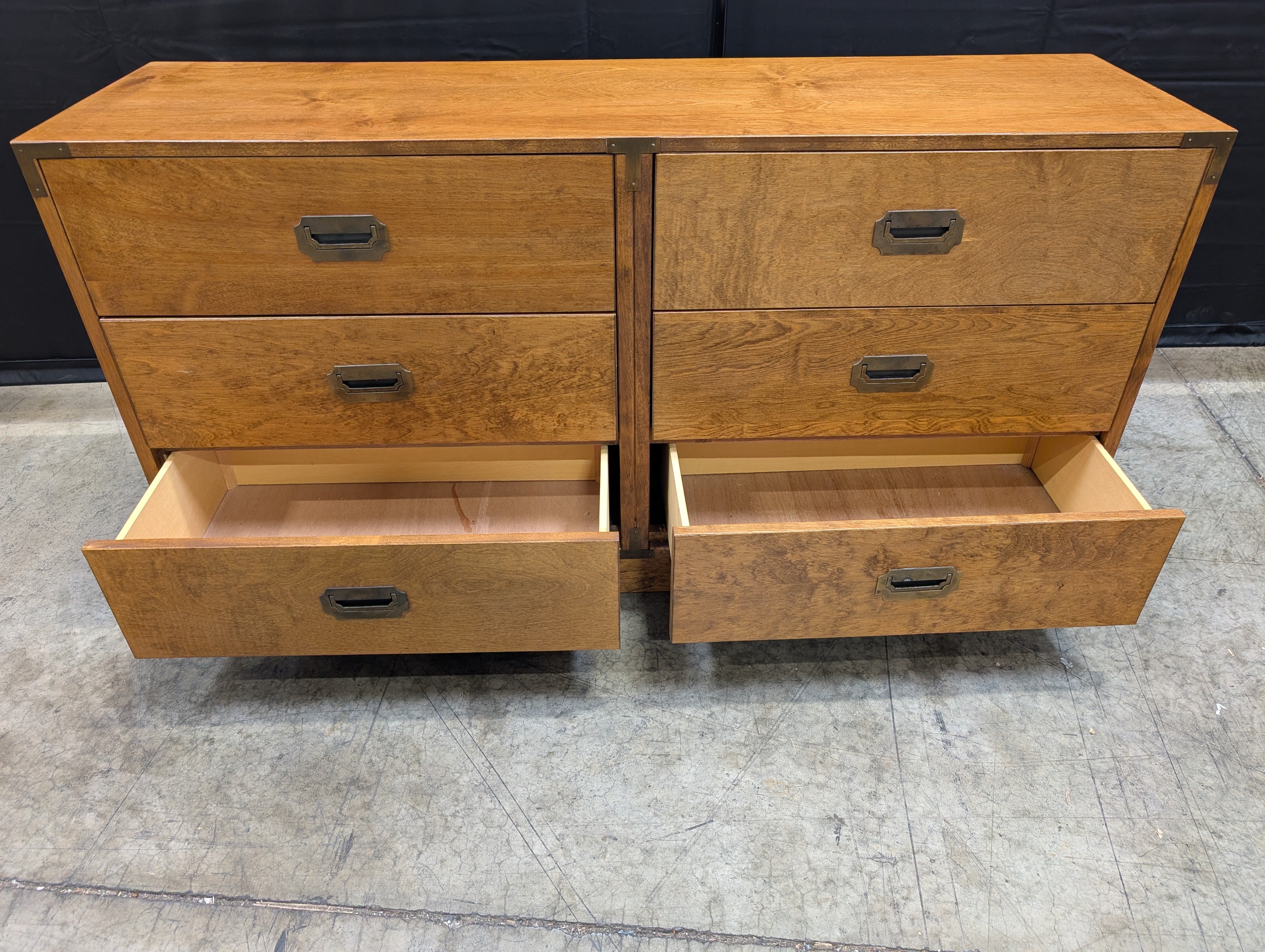Stained Wood Double Dresser with Minimalist Hardware
