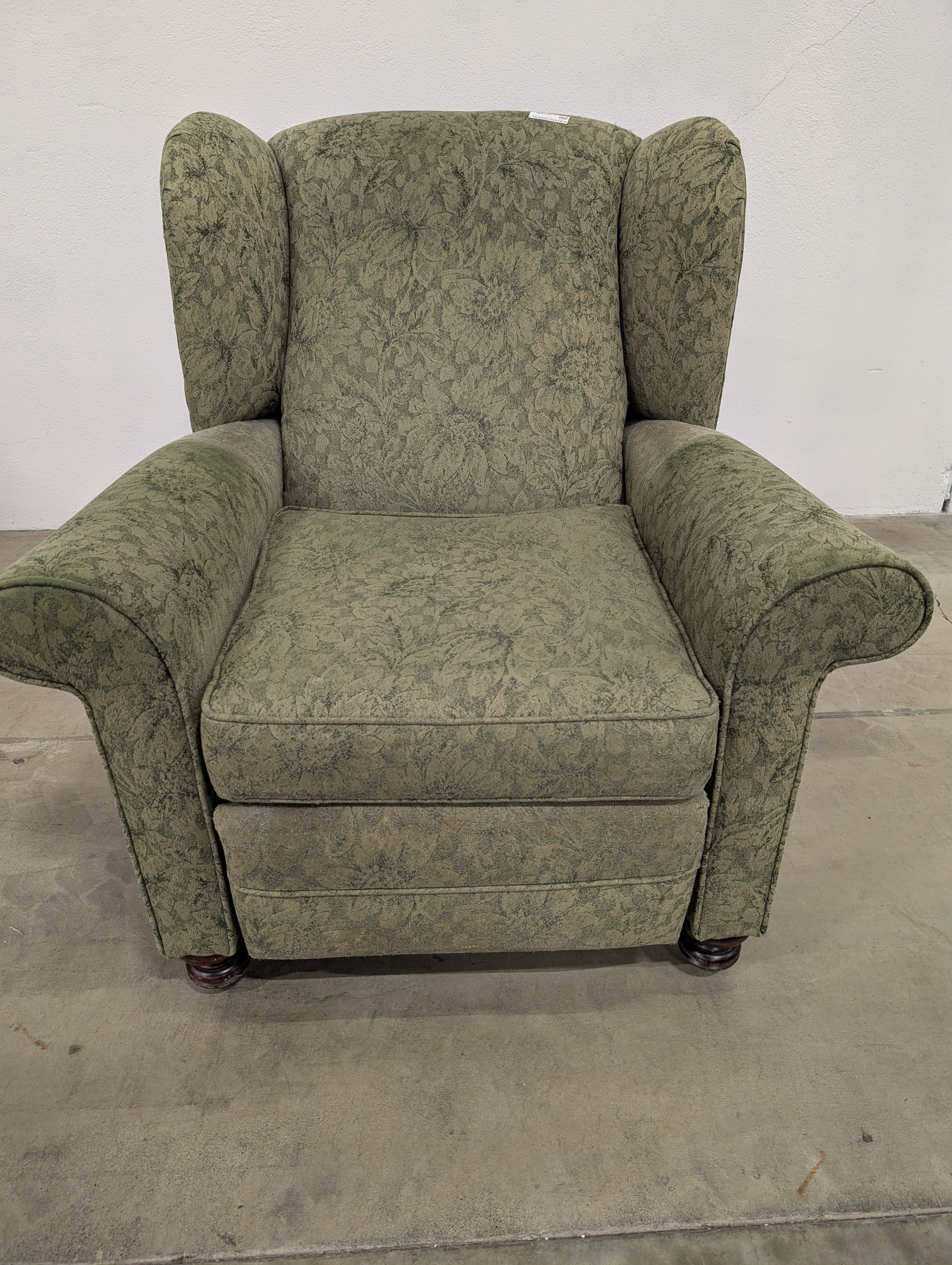 Upholstered Wingback Recliner Chair with Botanical Leaf Pattern
