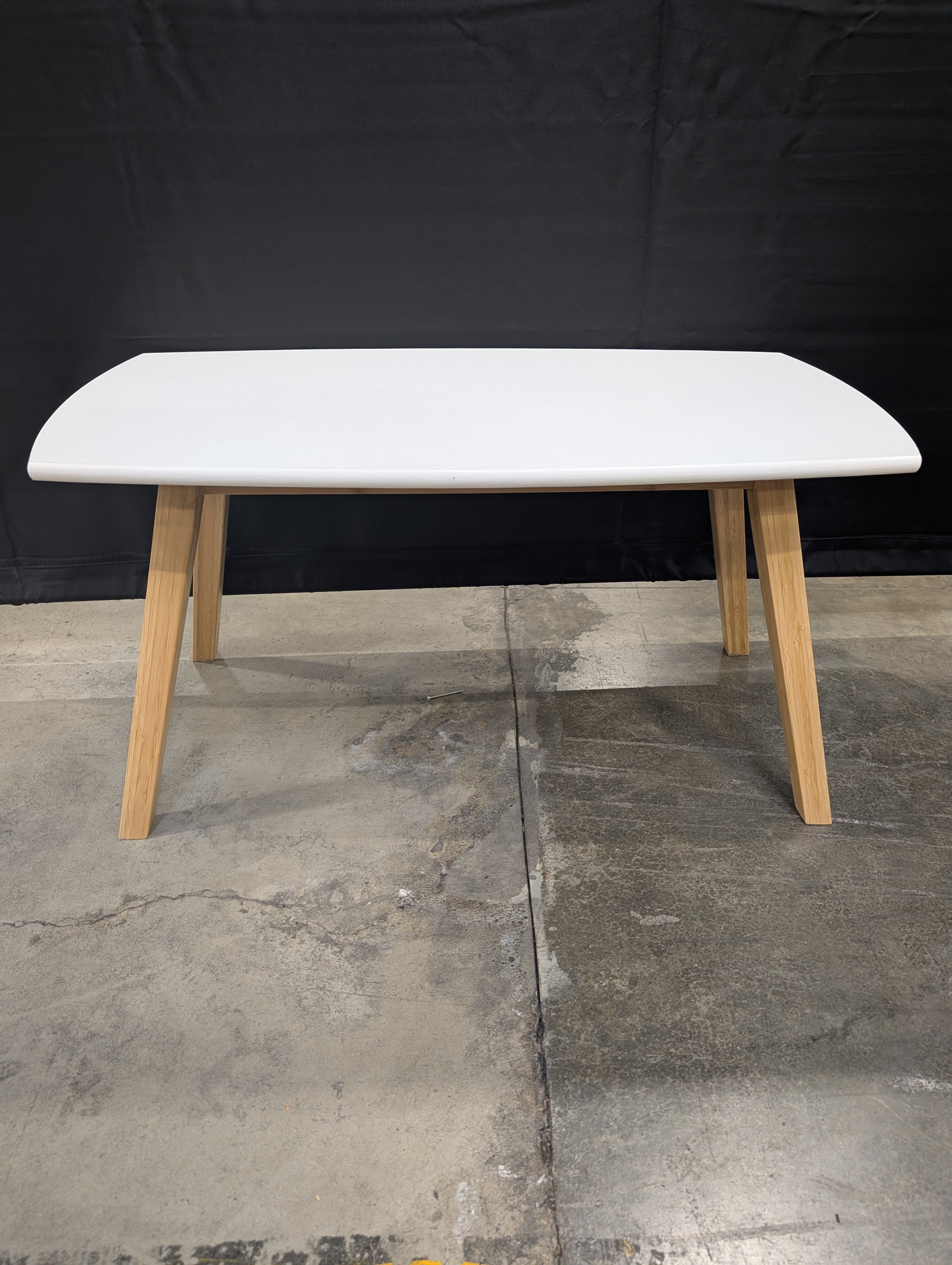 Modern White Top Natural Wood Accent Table