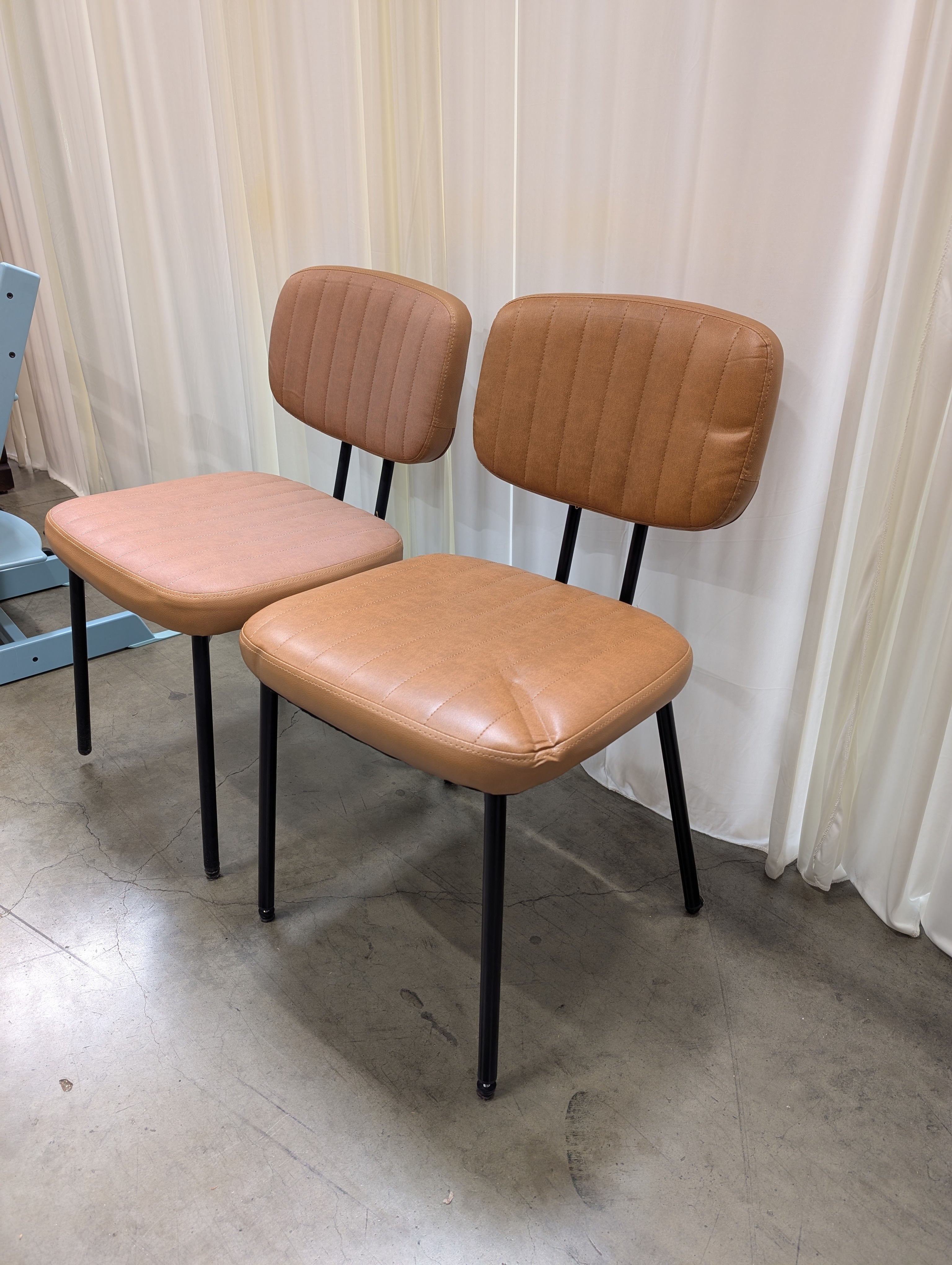 Pair of Modern Brown Upholstered Dining Chair with Metal Frame
