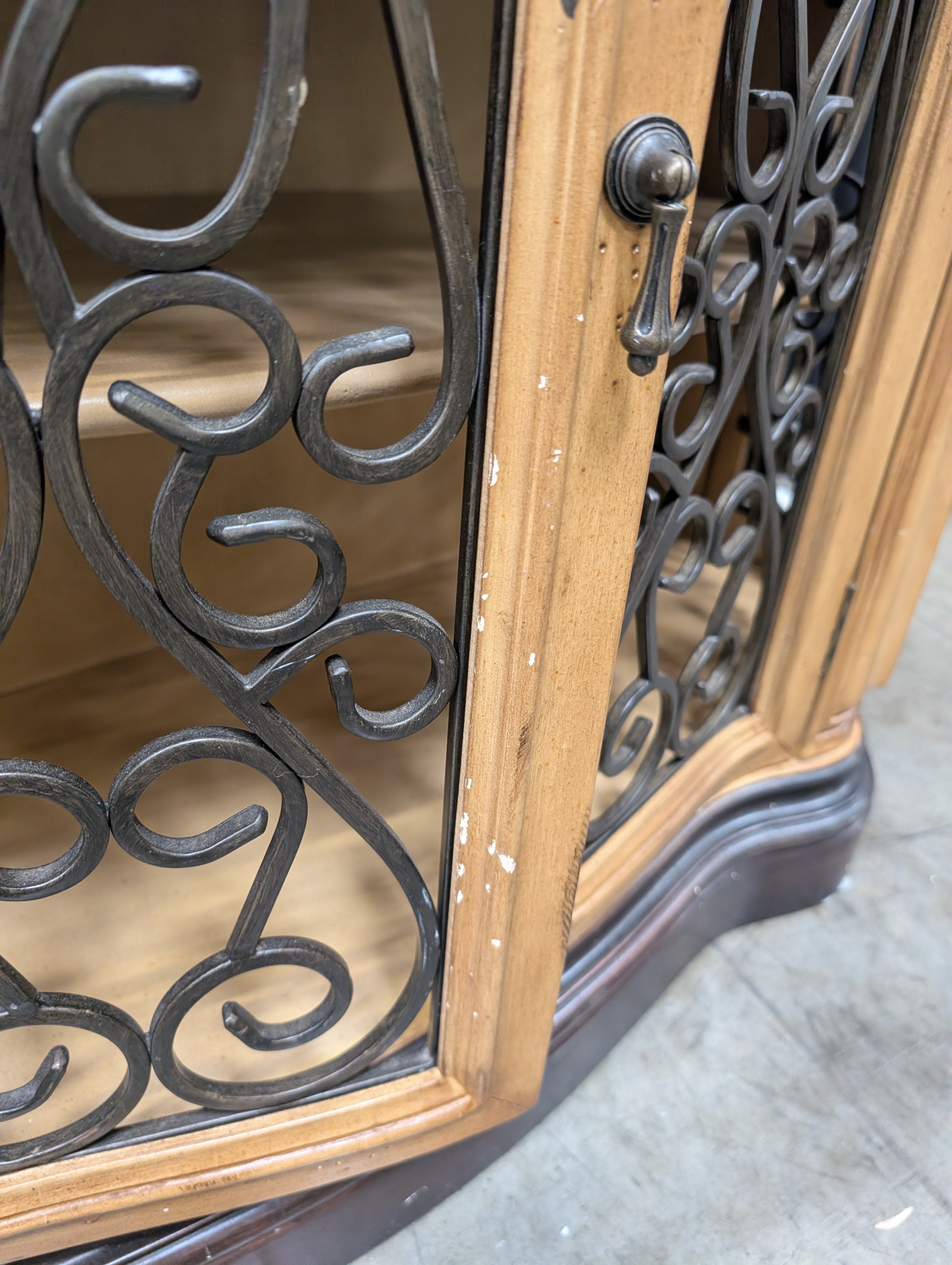 Two-Tone Traditional Wood Buffet with Metal Scrollwork