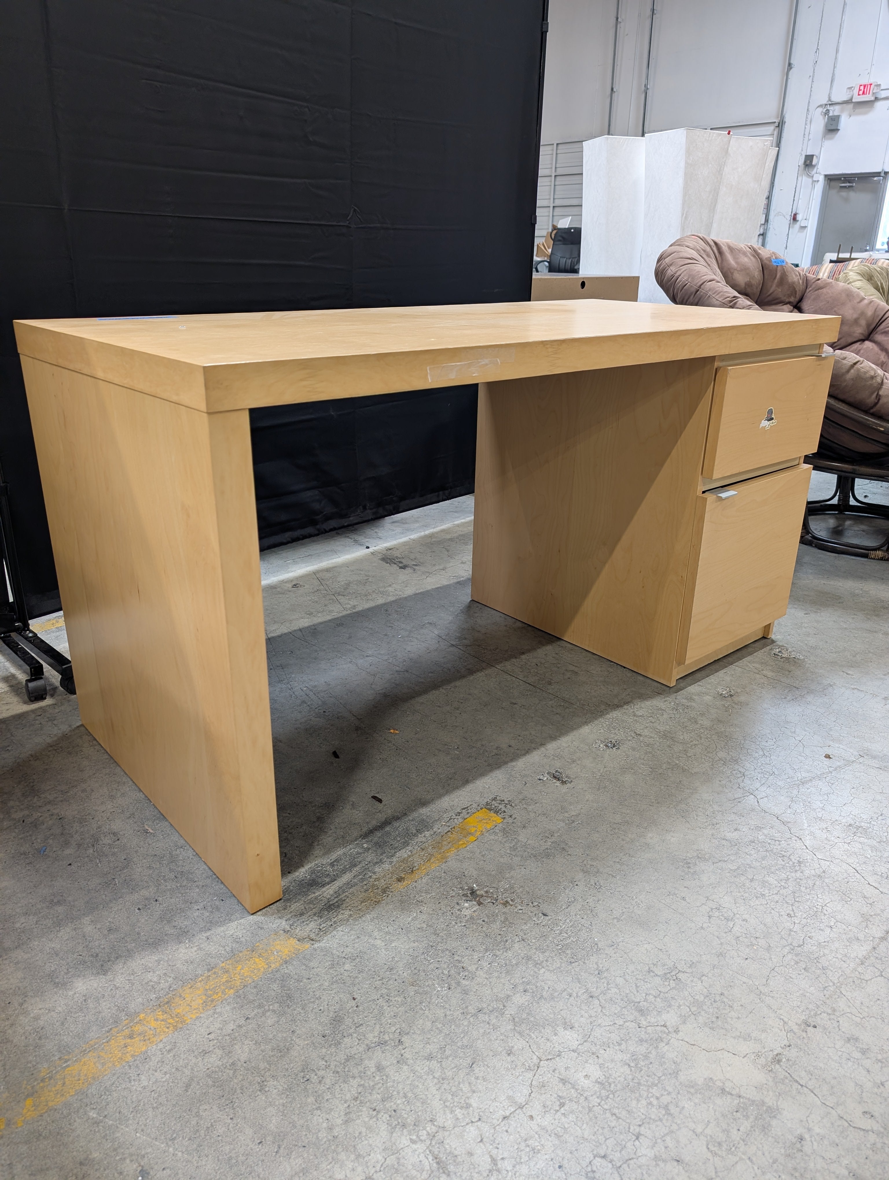 Minimalist Two-Drawer Desk in Light Wood