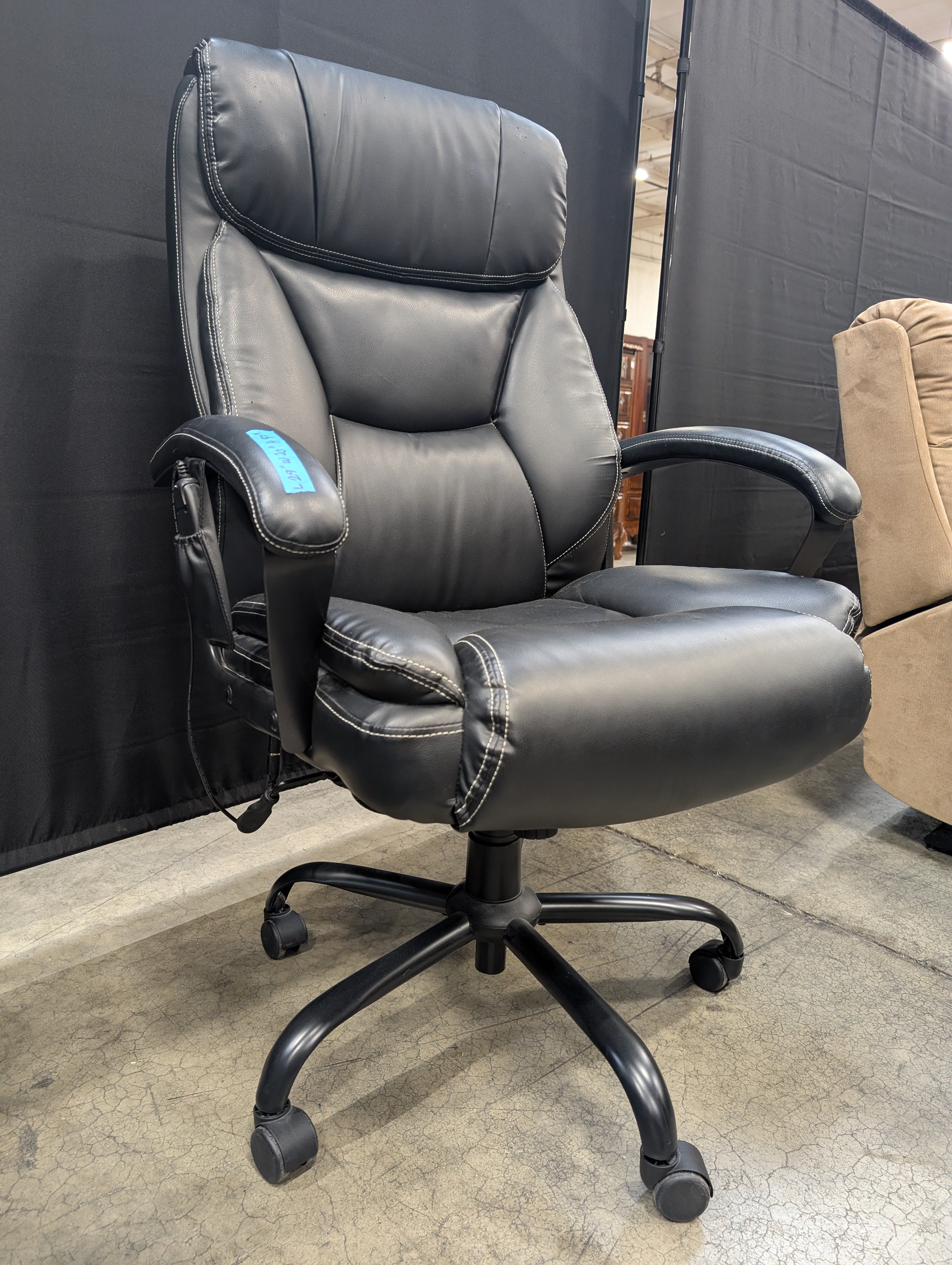 Black Padded Executive Style Office Chair with Rolling Base