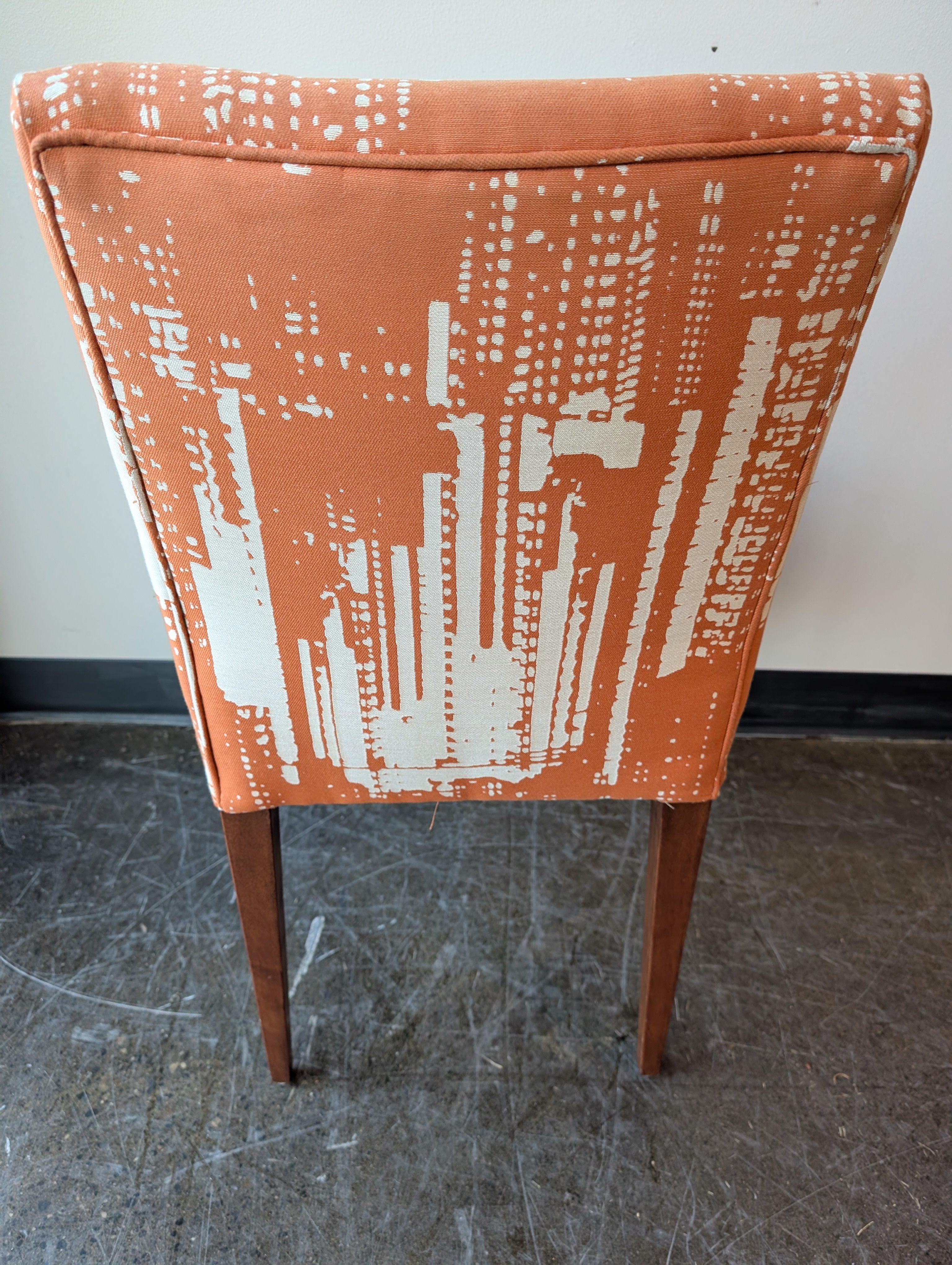 Vibrant Orange Abstract Patterned Upholstered Dining Chair