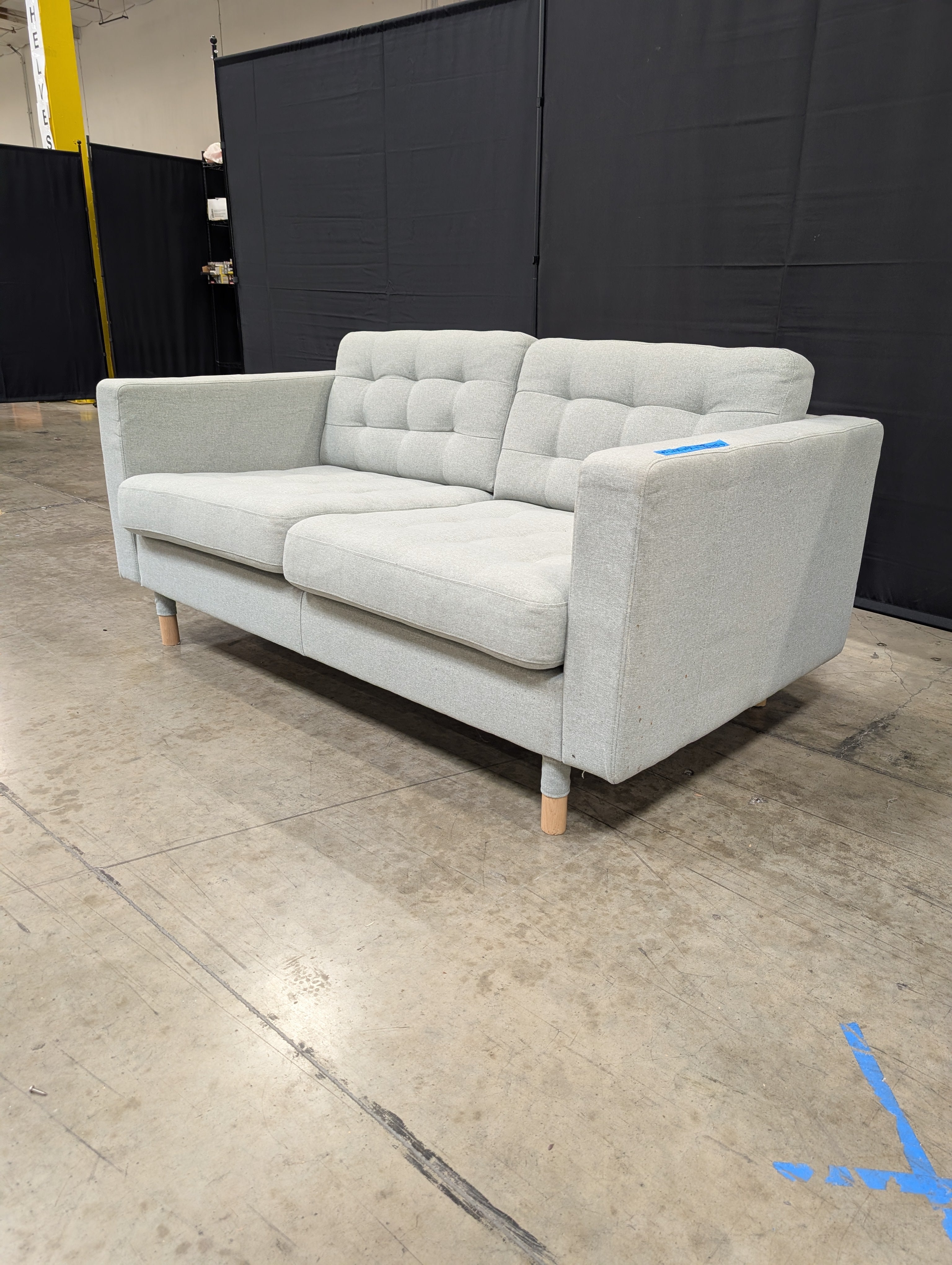 Light Green Tufted Fabric Loveseat