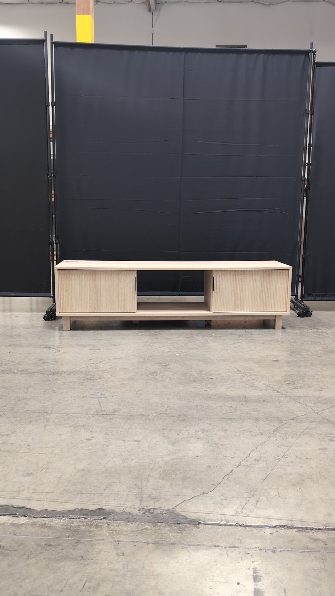 Modern Light Wood Media Console with Storage