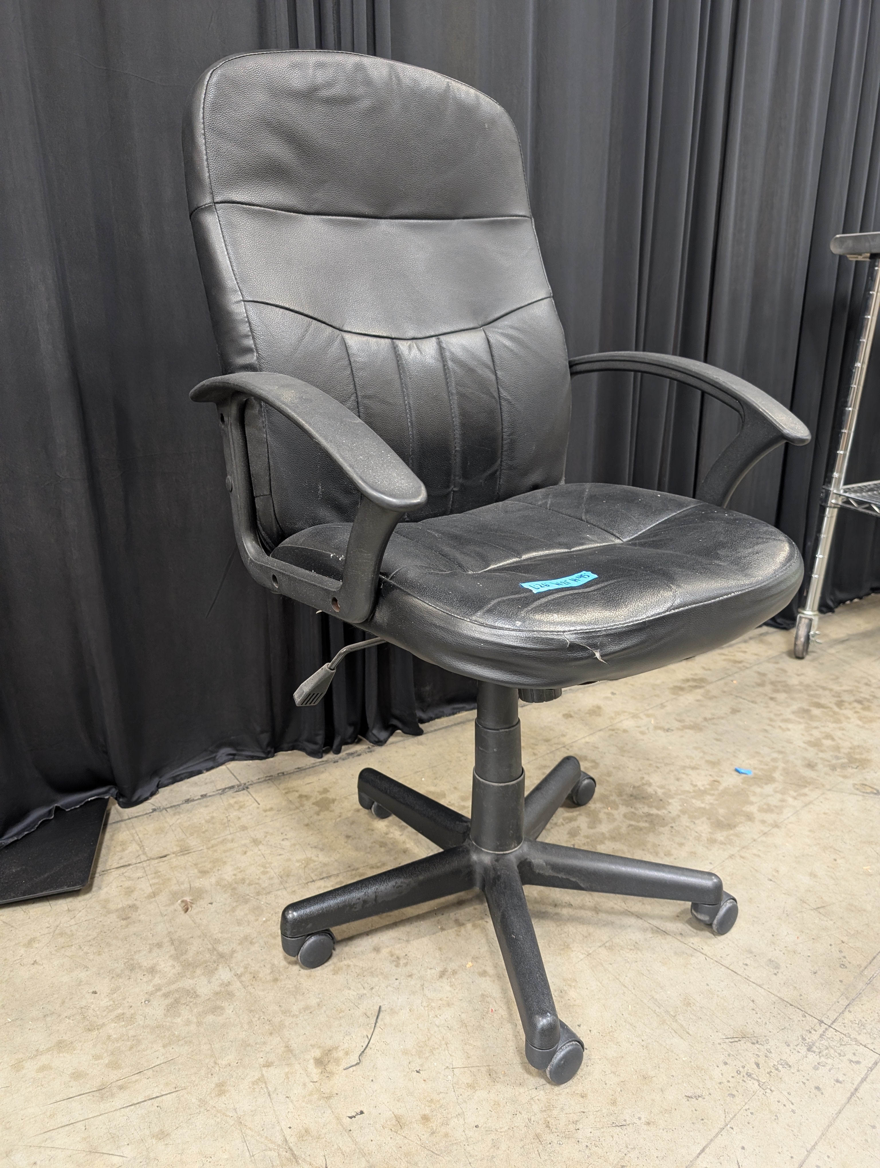 Black Faux Leather Office Chair with Armrests