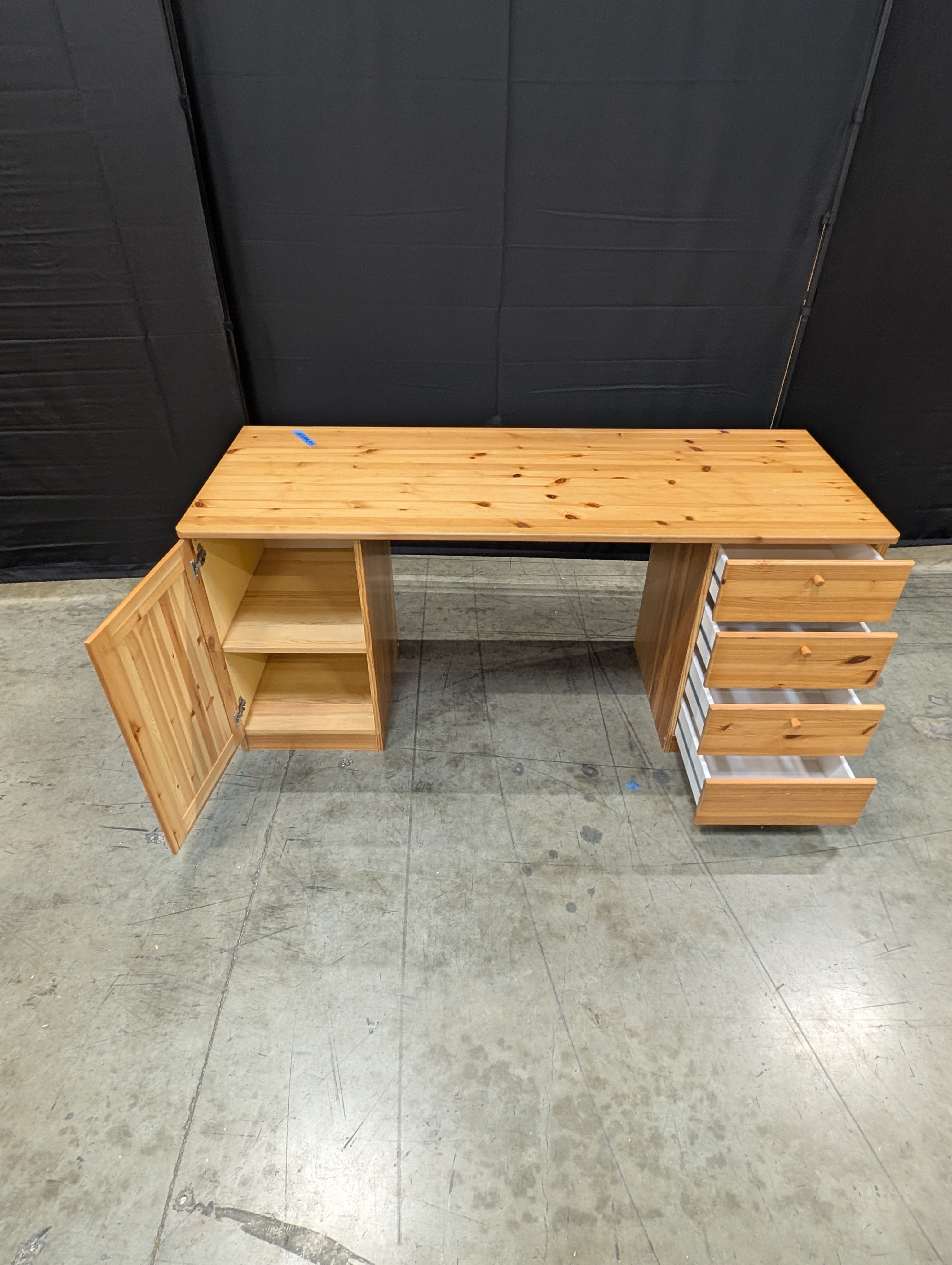 Natural Wood Desk with Storage