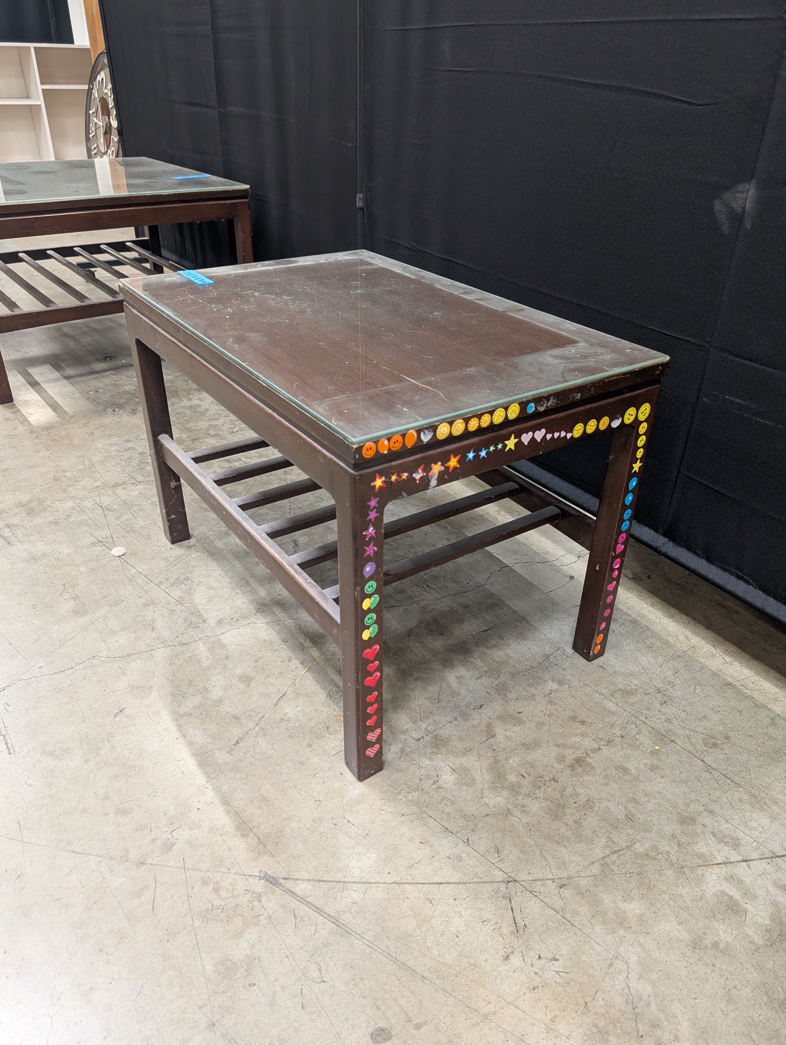 Modern Rectangular Dark Wood End Table with Glass Top
