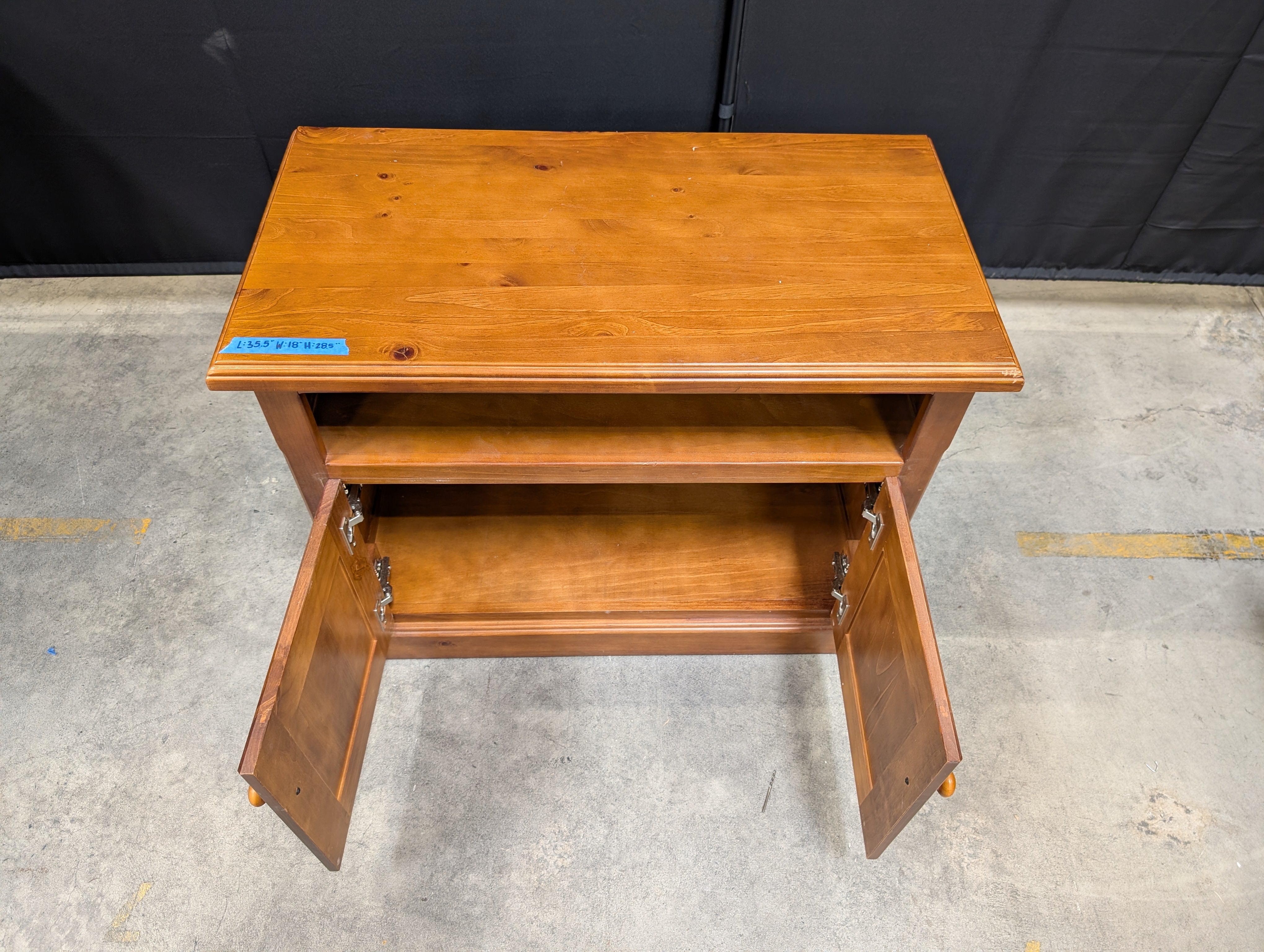 Brown Wood TV Stand with Cabinet Doors