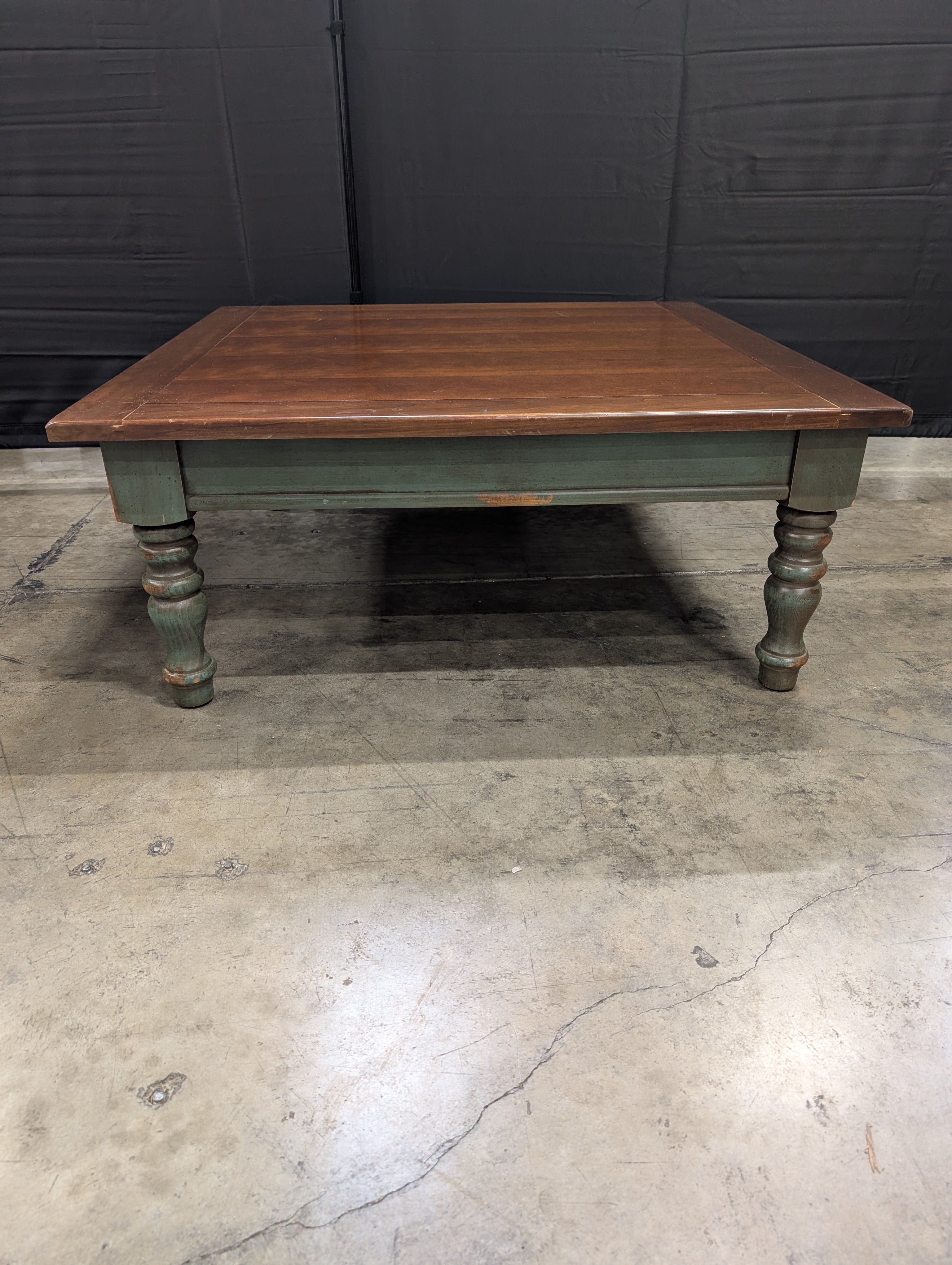 Green Two-Tone Square Wood Coffee Table