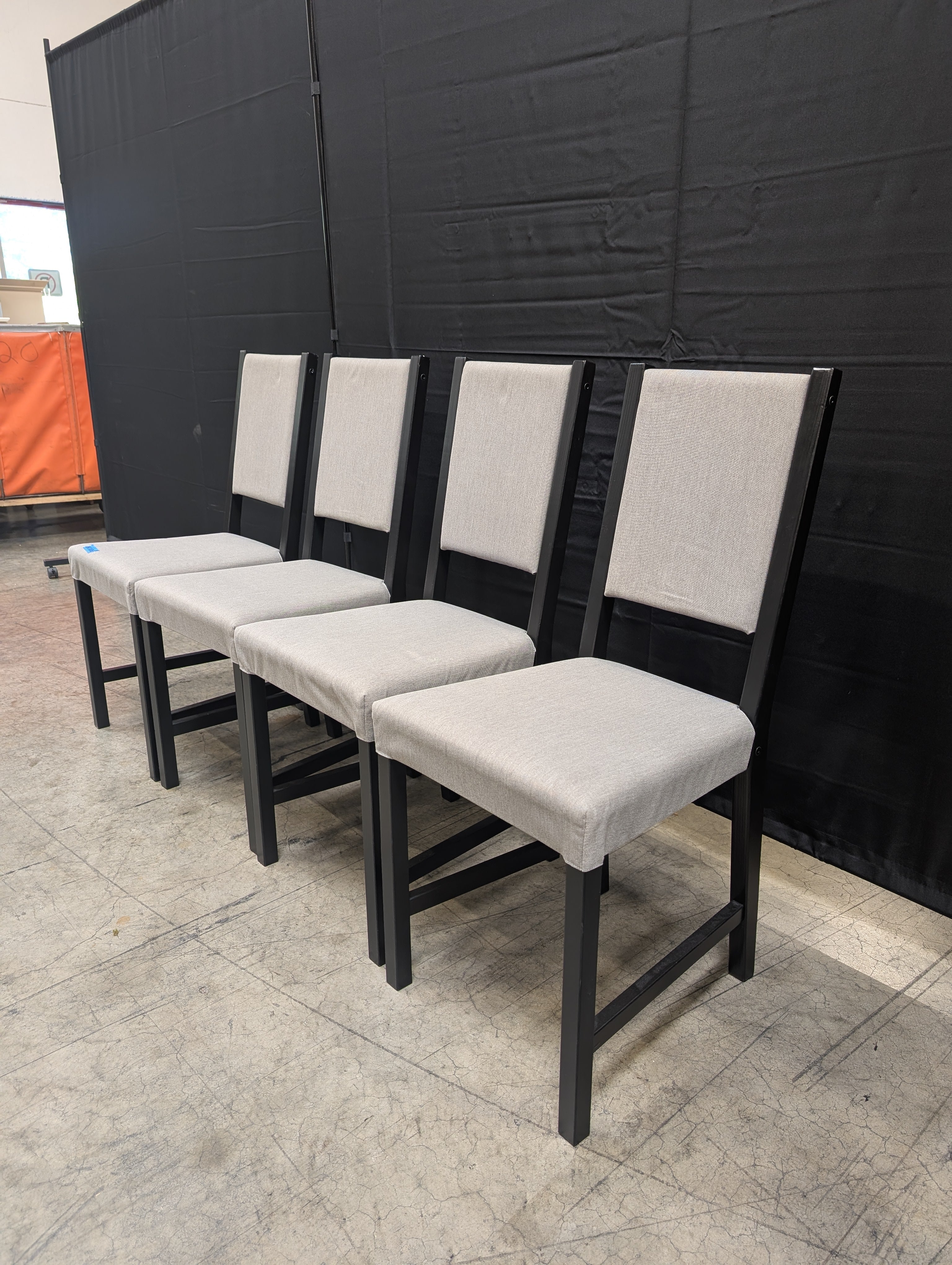 Set of Four Grey Fabric Dining Chairs