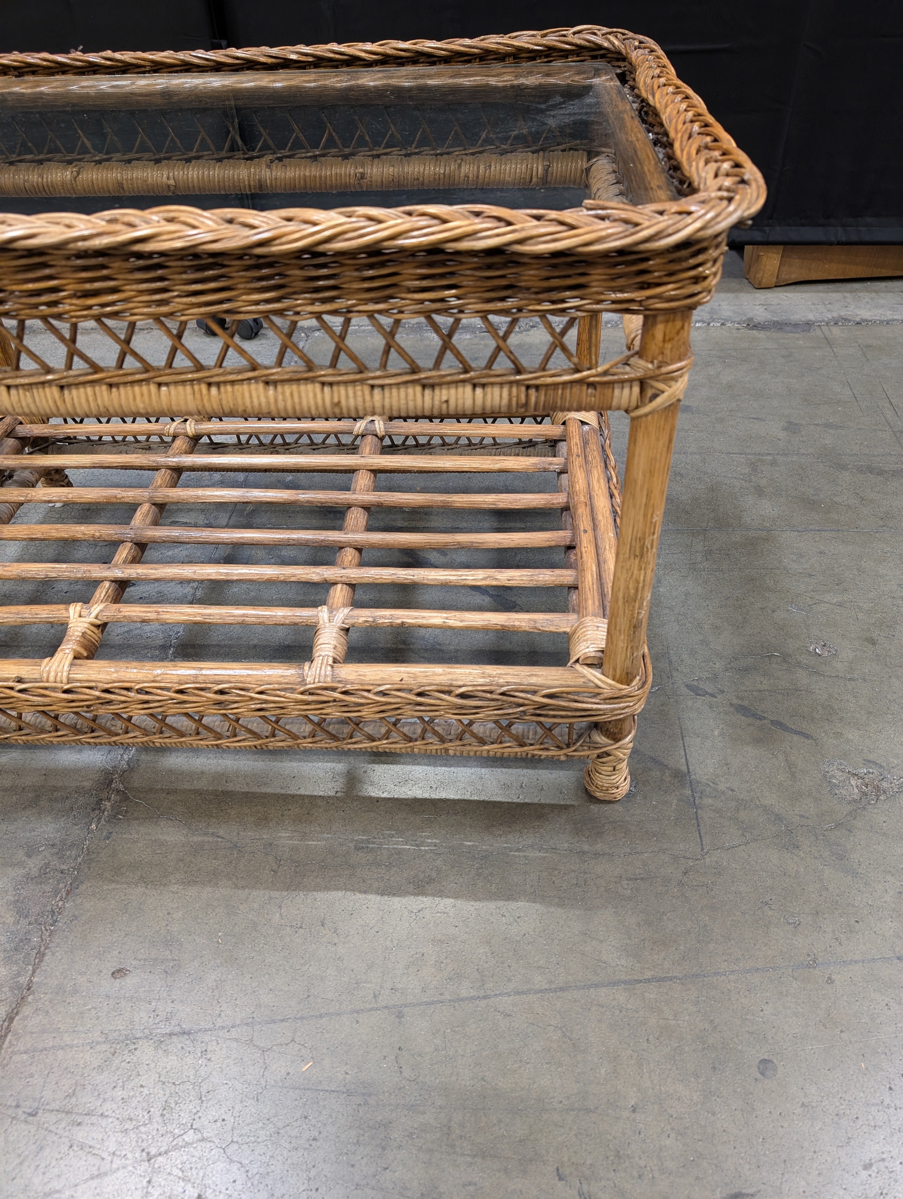 Natural Wicker Rectangular Display Shelf