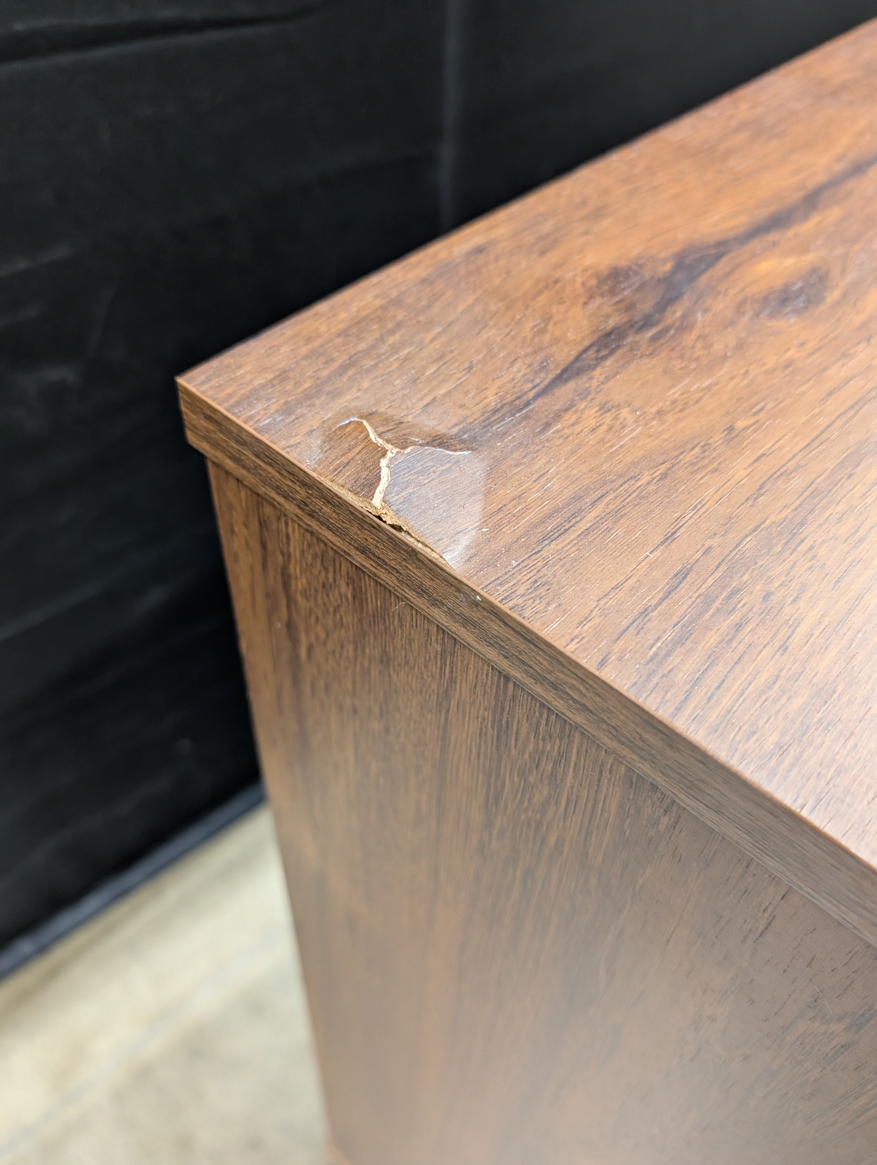 Dark Wood Two-Tier Storage Side Table with Shelves