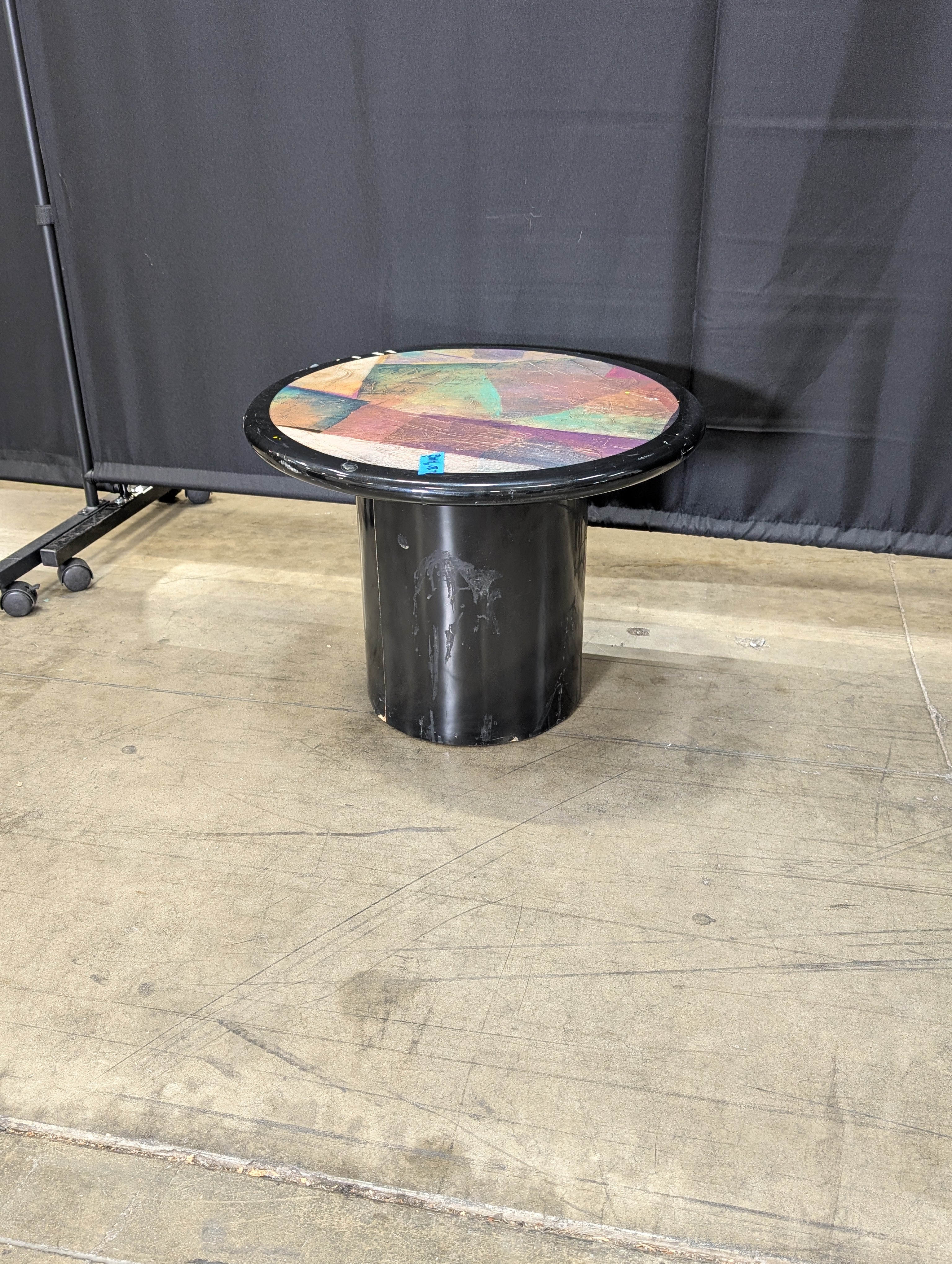 Abstract Art Top Pedestal Side Table