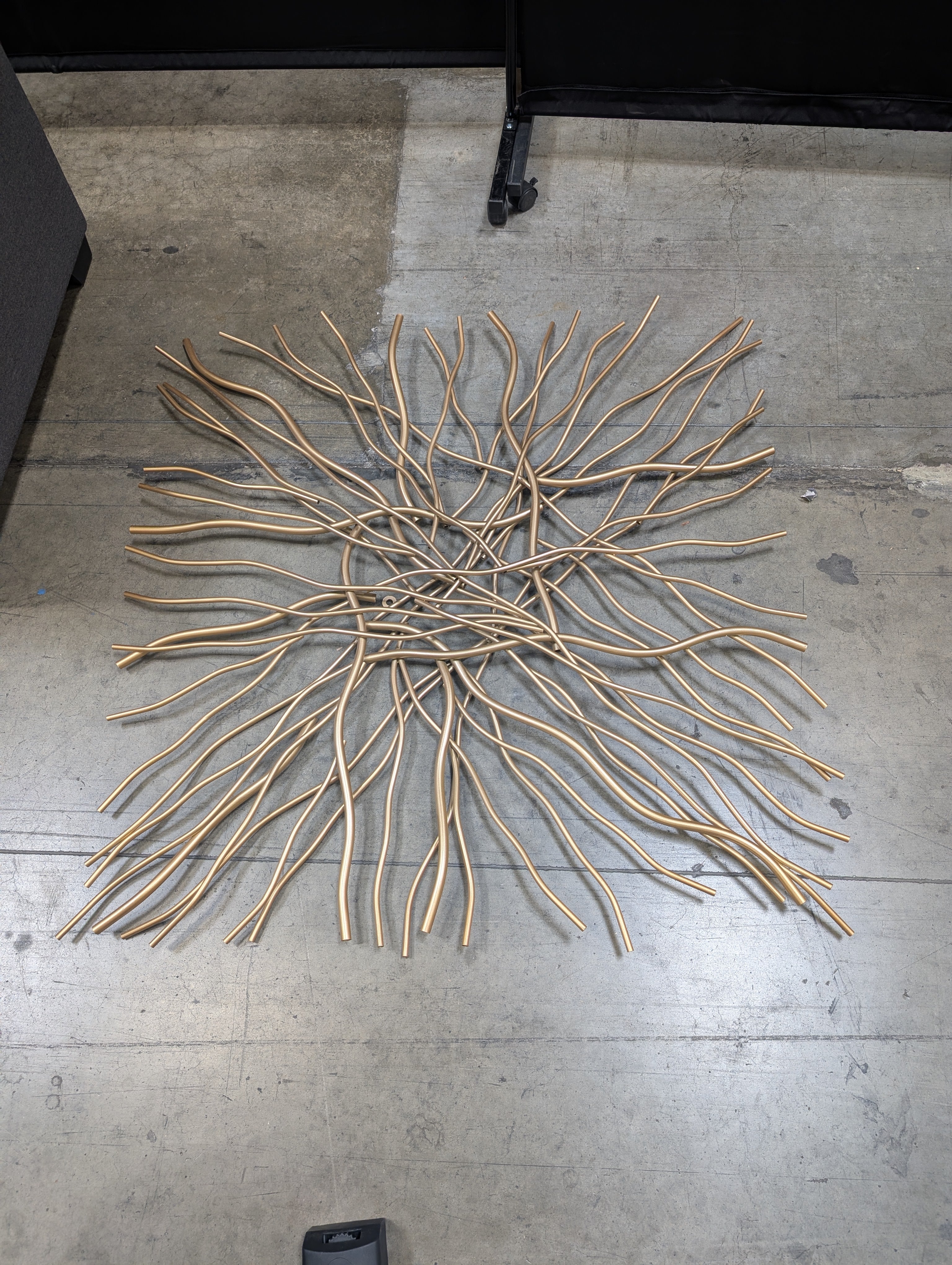 Abstract Gold Metal Branch Wall Sculpture