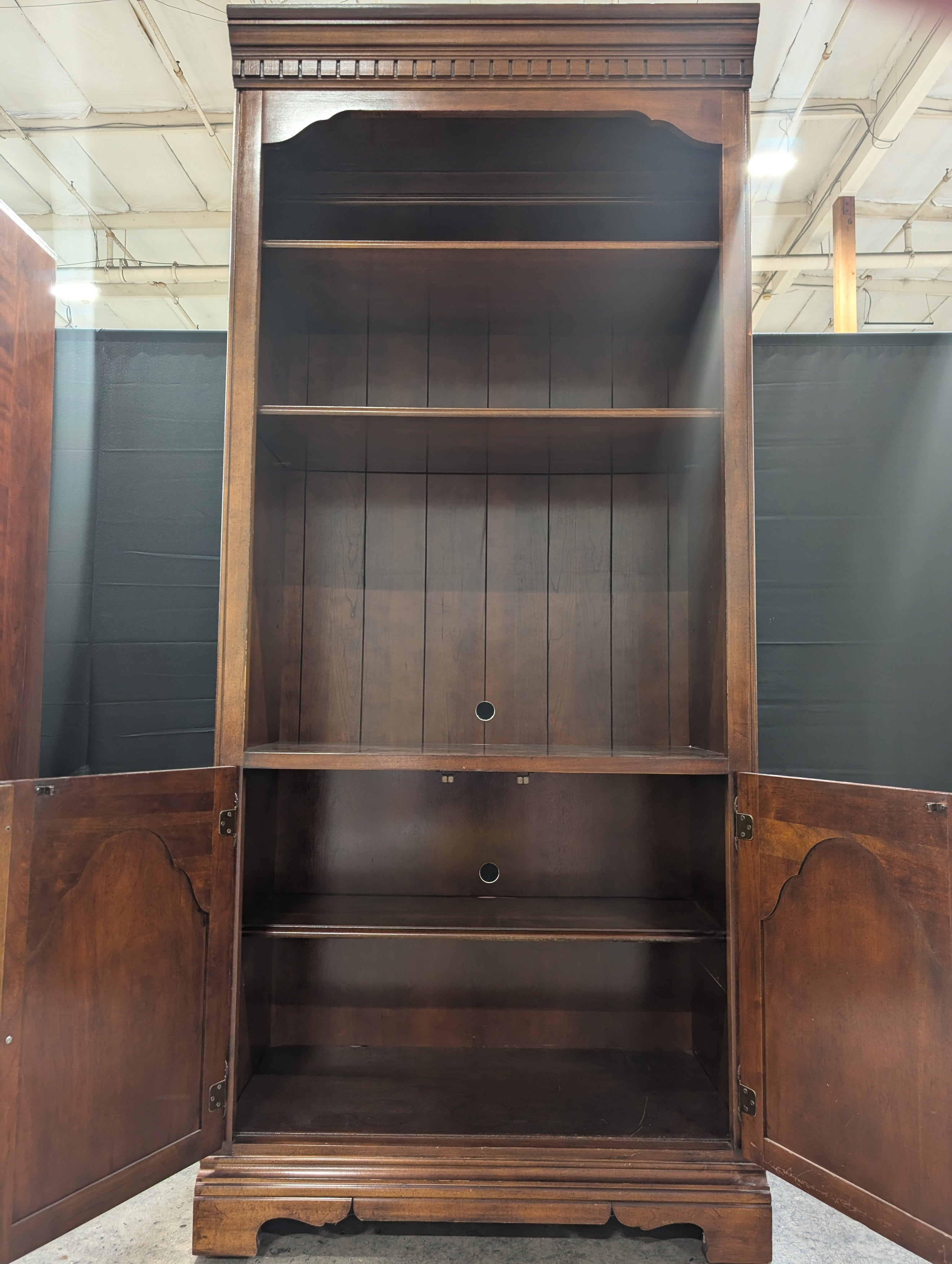 Traditional Cherry Wood Bookcase with Lower Cabinet