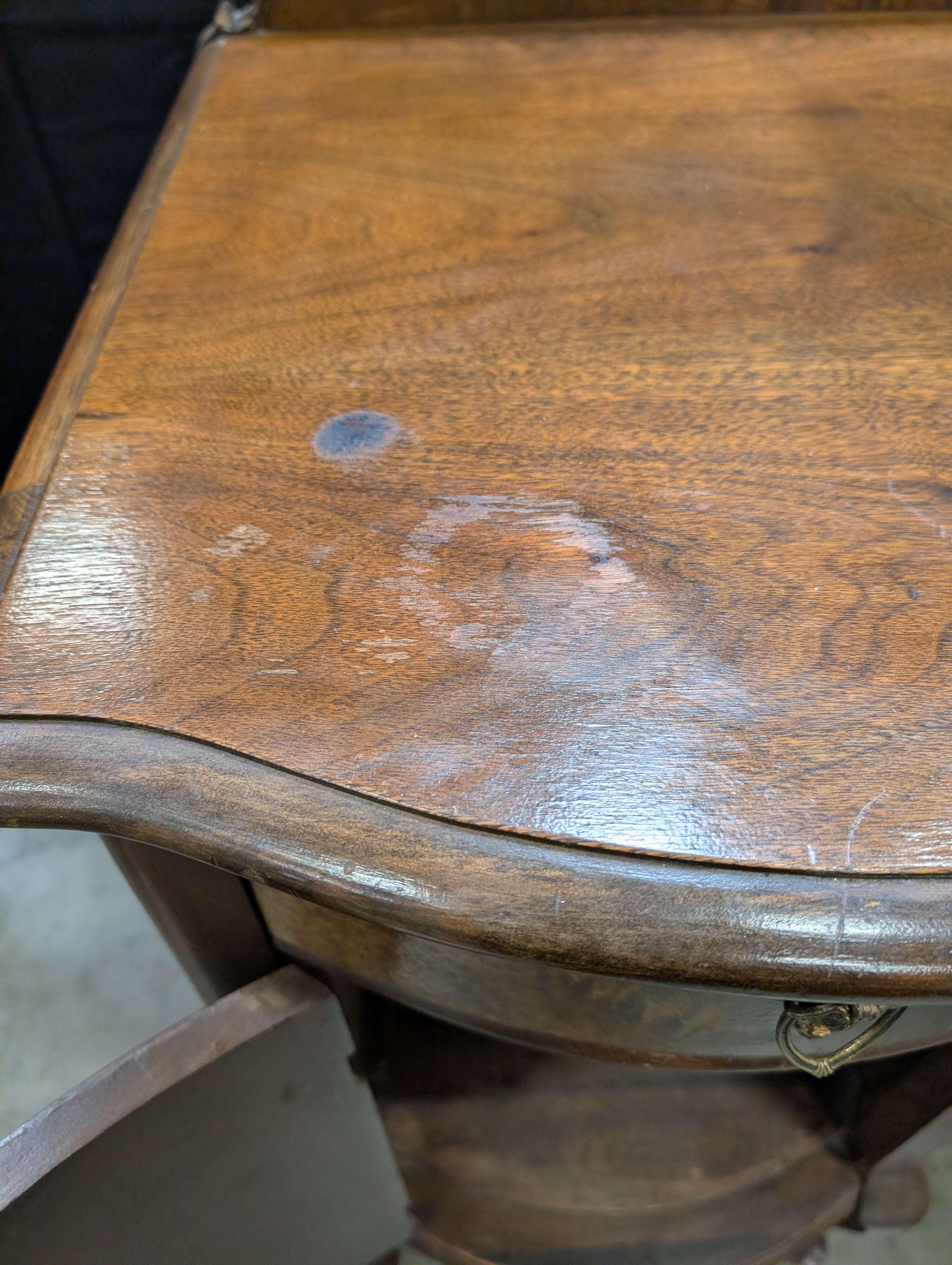 Vintage Dark Wood Sideboard with Curved Front and Cabriole Legs