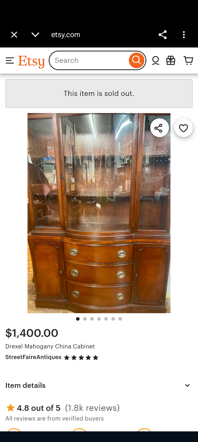 Drexel Curved Glass Door Display Cabinet