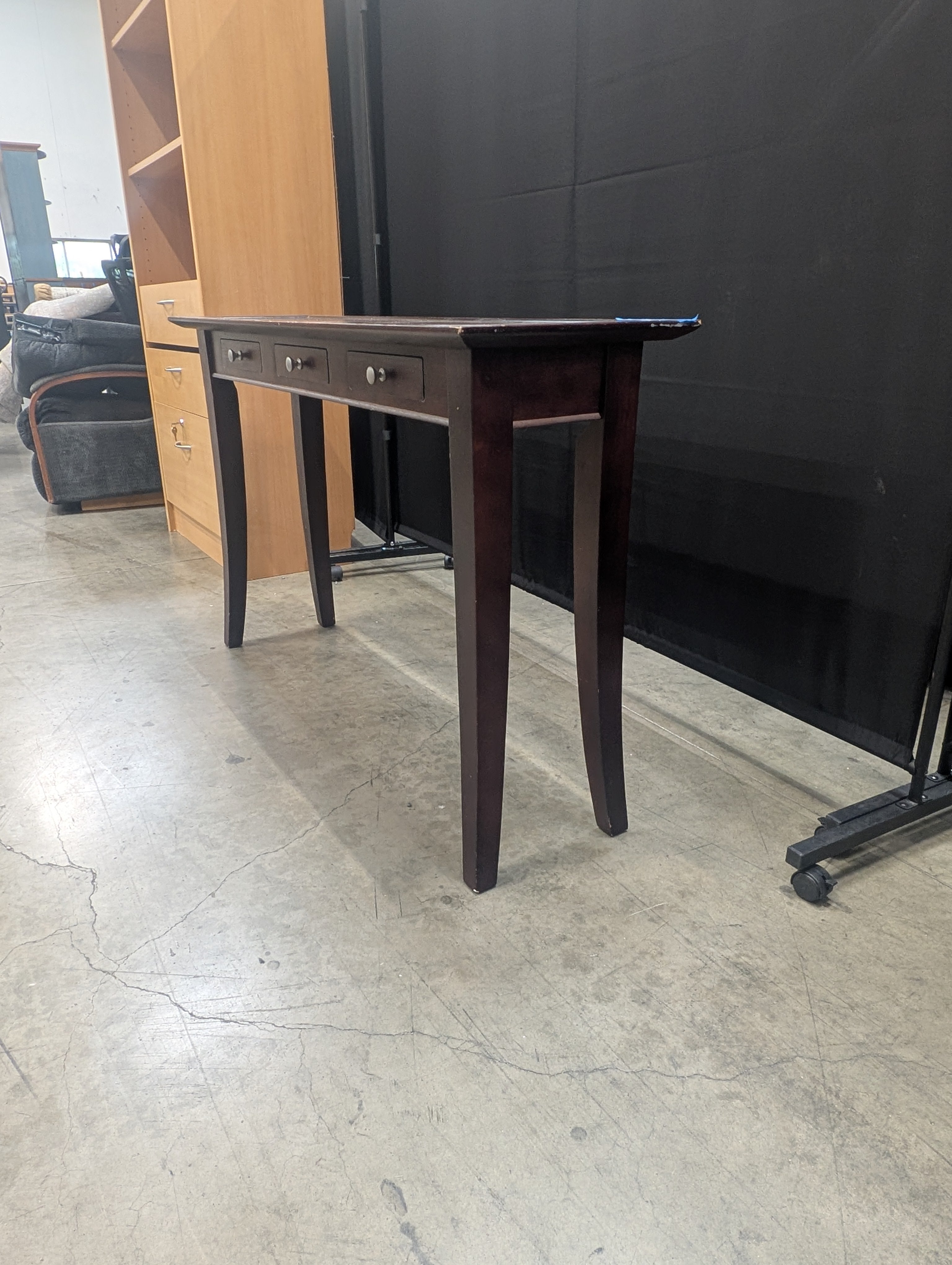 Dark Wood Two-Drawer Writing Desk