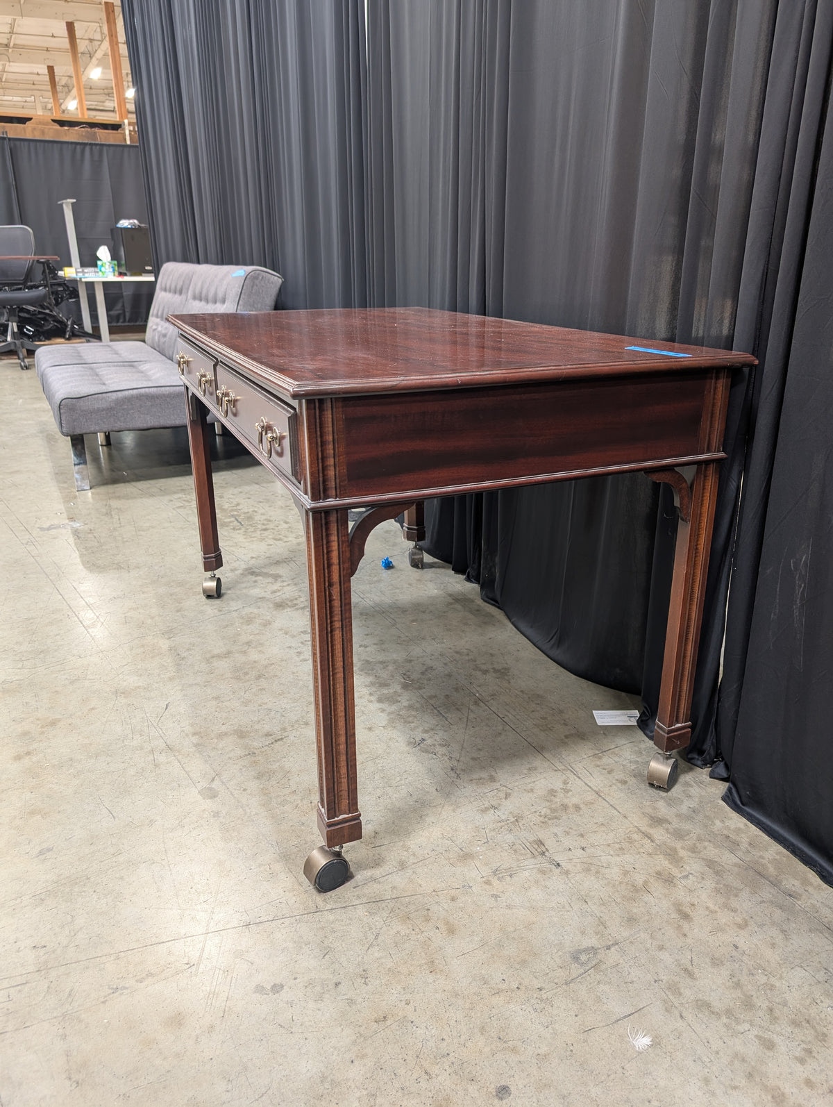Traditional Dark Wood Desk with Casters