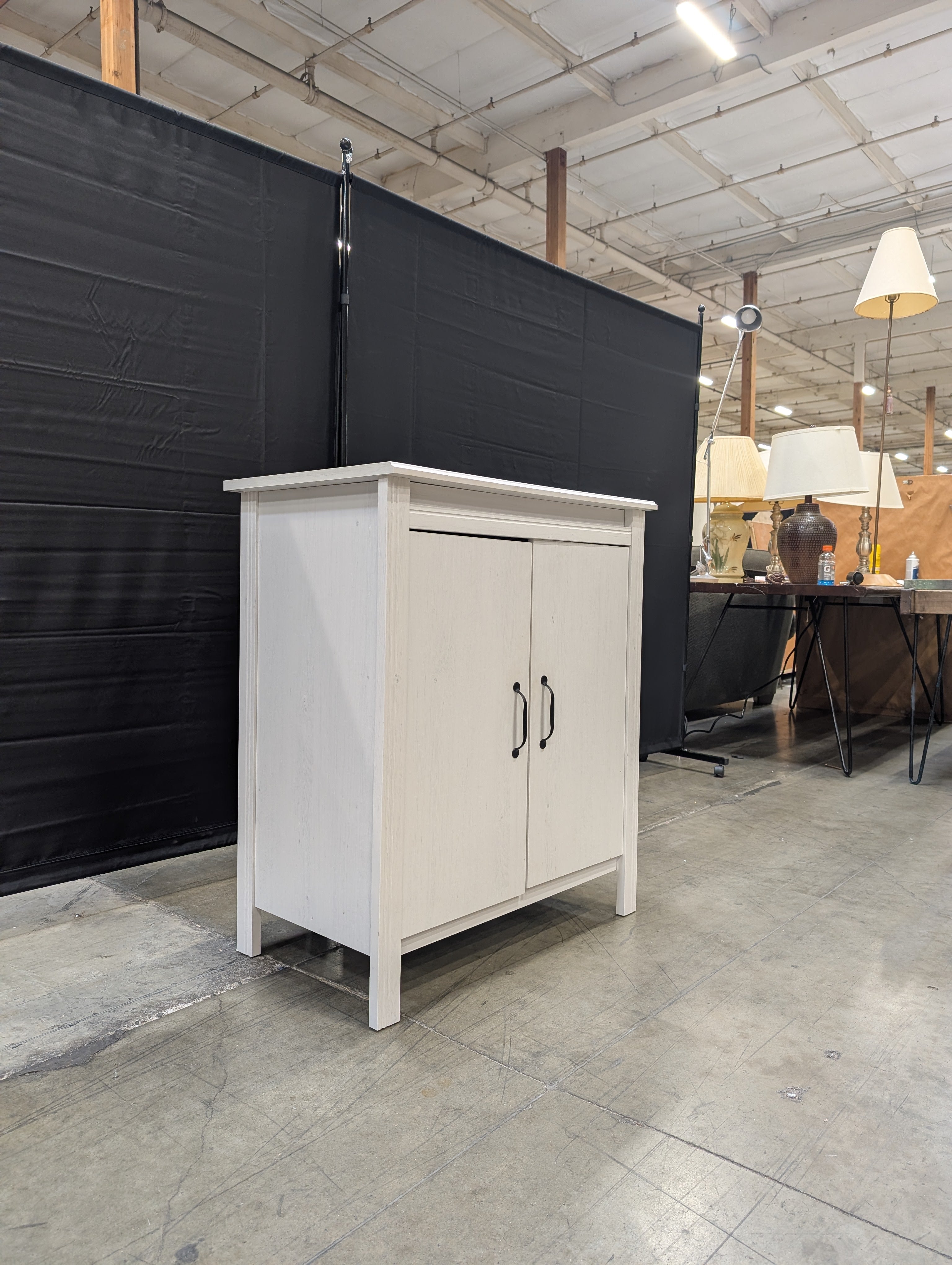 Versatile Off-White Wooden Storage Cabinet with Two Doors